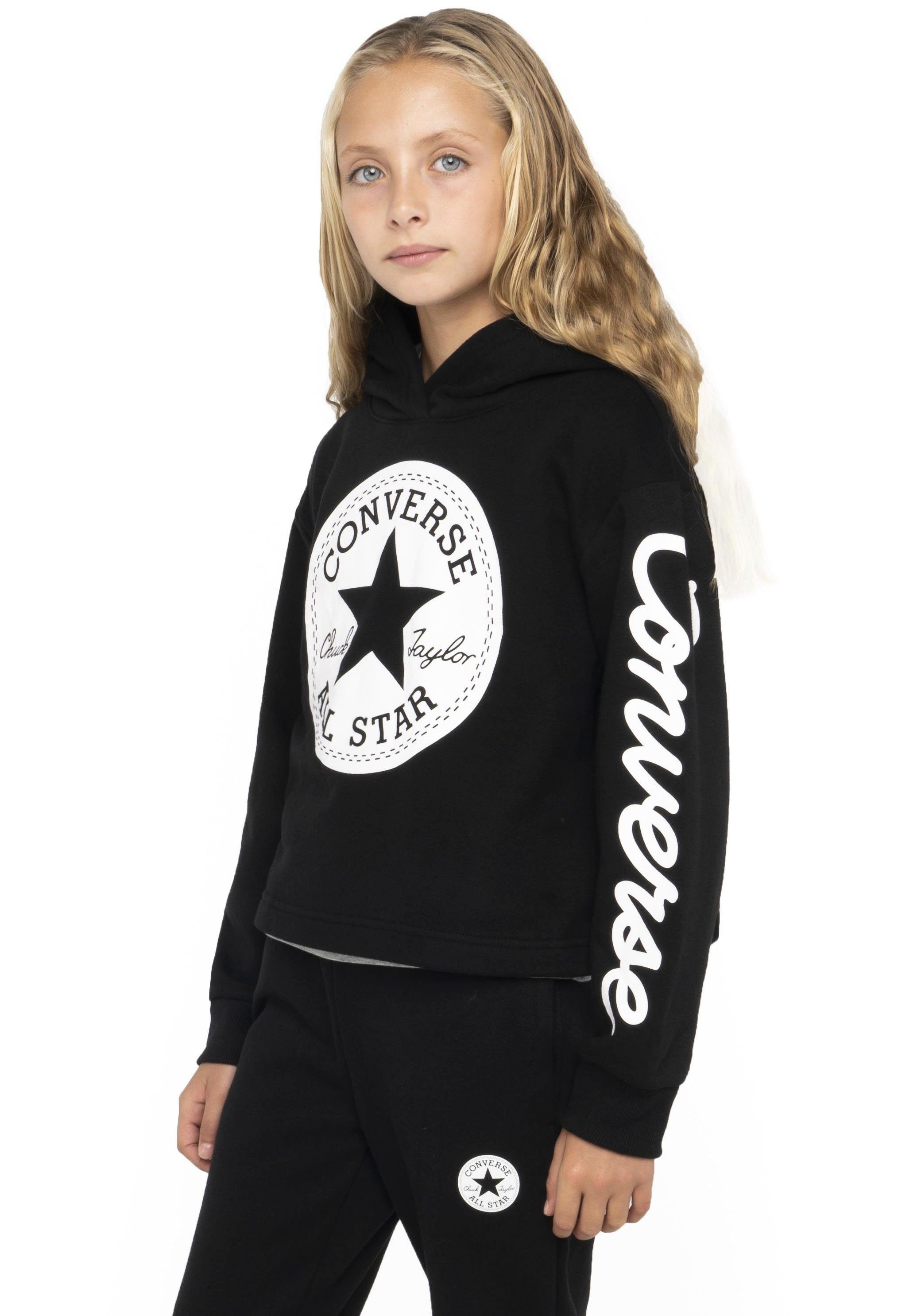 Converse Kapuzensweatshirt CHUCK PATCH black Kinder - CROPPED für HOODIE