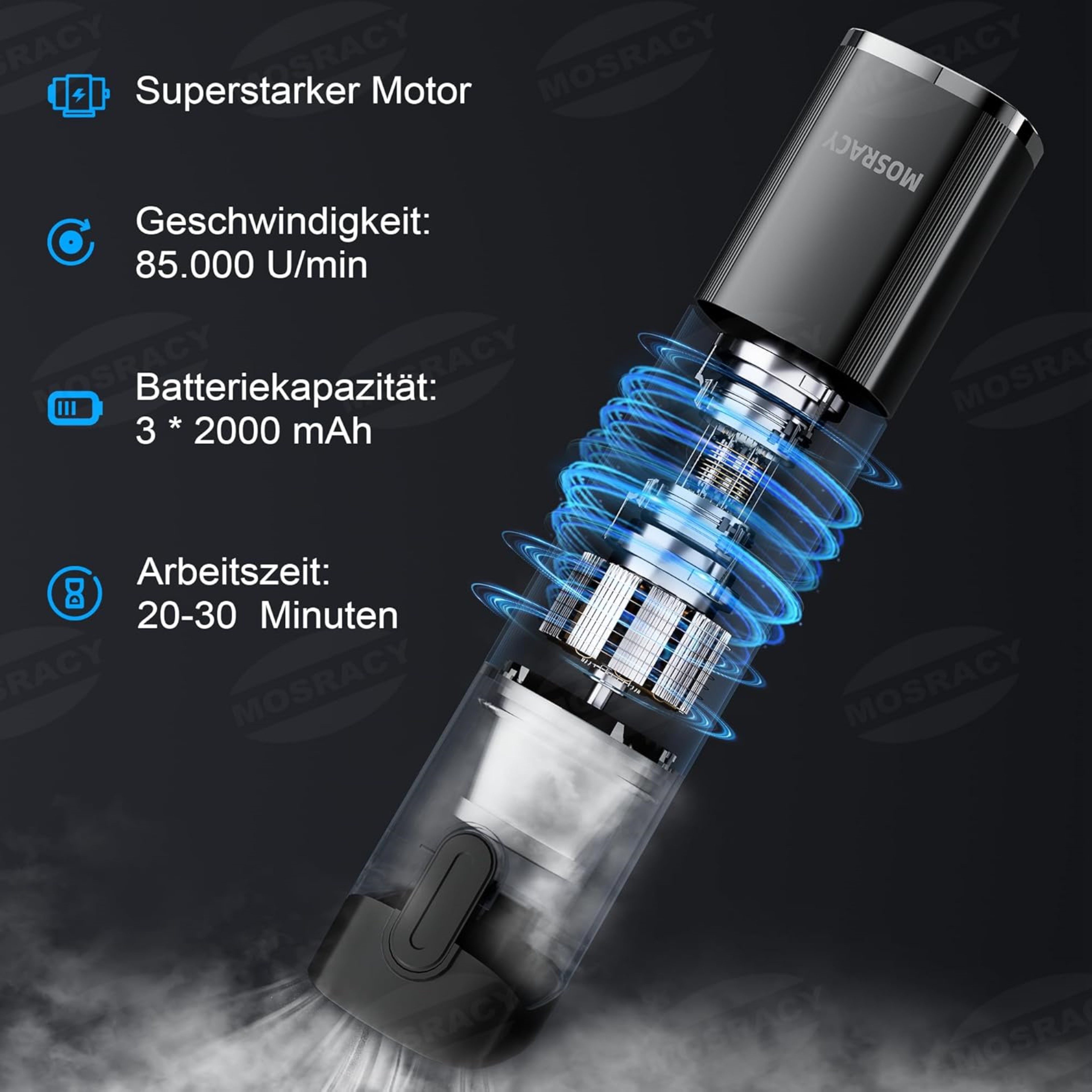 LA CUTE Akku-Handstaubsauger Akku Handstaubsauger Tierhaare Auto Mini Sauger Filter USB 4in1, 120 W, Abnehmbarer, transparenter Staubbehälter mit Drehverschluss zur einfachen Entleerung, Kabellos, leicht, 4-in-1 Funktion, 13000Pa Saugleistung, USB-C