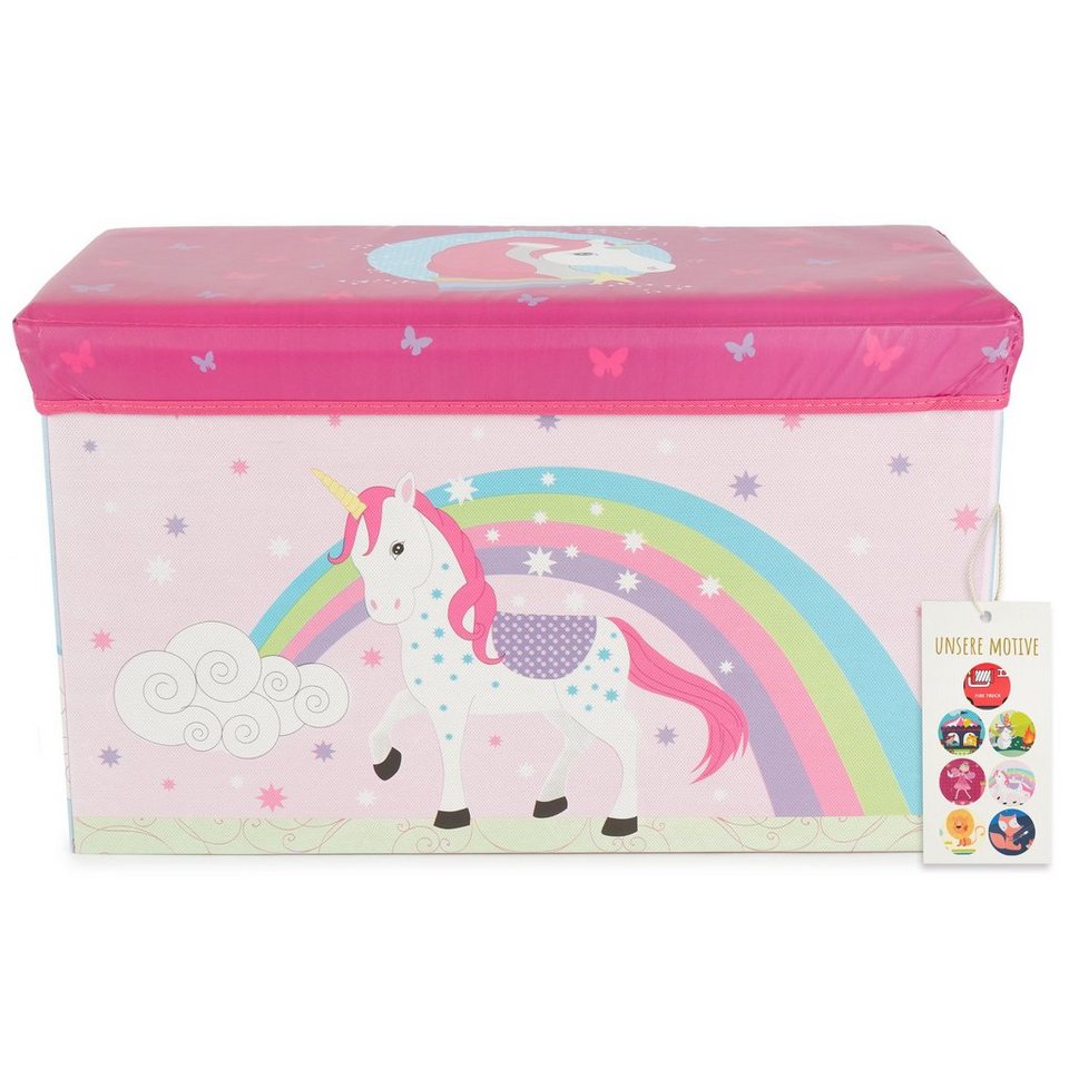 BIECO Spielzeugtruhe Bieco Aufbewahrungsbox mit Deckel Einhorn 60L