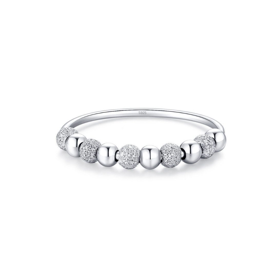 Lisandra Scott Silberring Anti-Stress Ring aus 925 Sterlingsilber mit drehbaren Glitzer-Kugeln