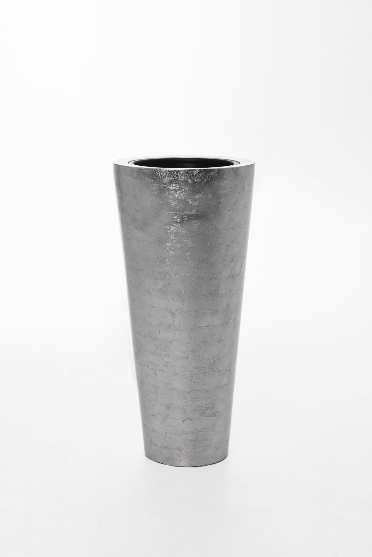 VIVANNO Pflanzkübel Fiberglas RONDO CLASSICO Rund - Blattsilber Blattoptik Hochglanz (1 St), 38x38x80 cm