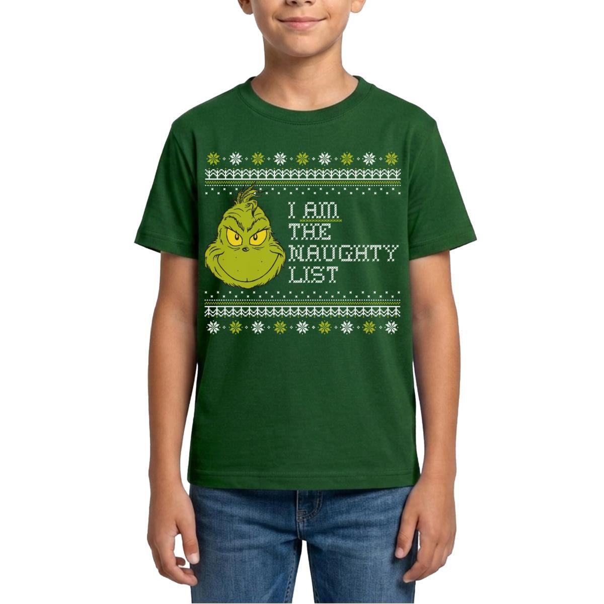 T-Shirt Der Grinch Ugly Christmas I Am The Naughty List Teenager T-Shirt