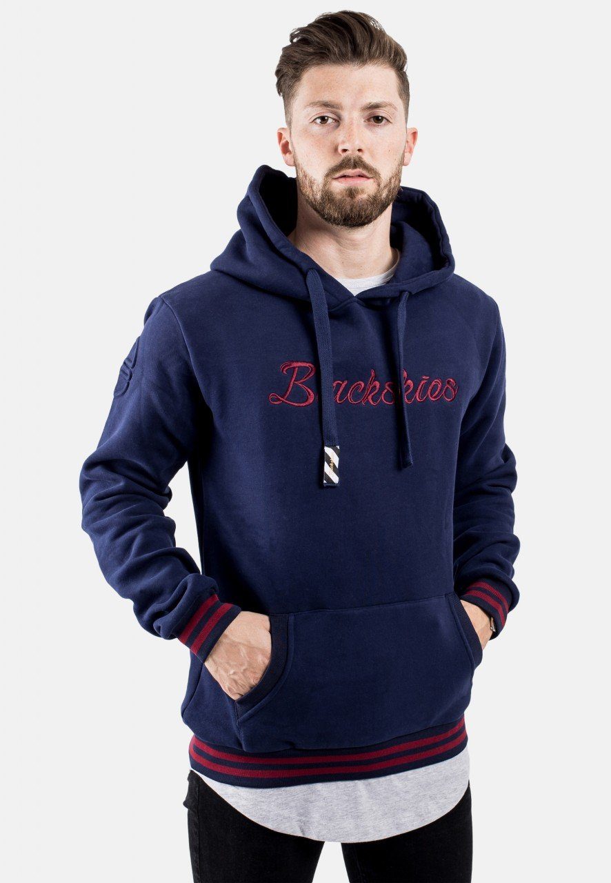 Script Navyblau-Burgundy Hoodie Blackskies Kapuzenpullover BS Medium