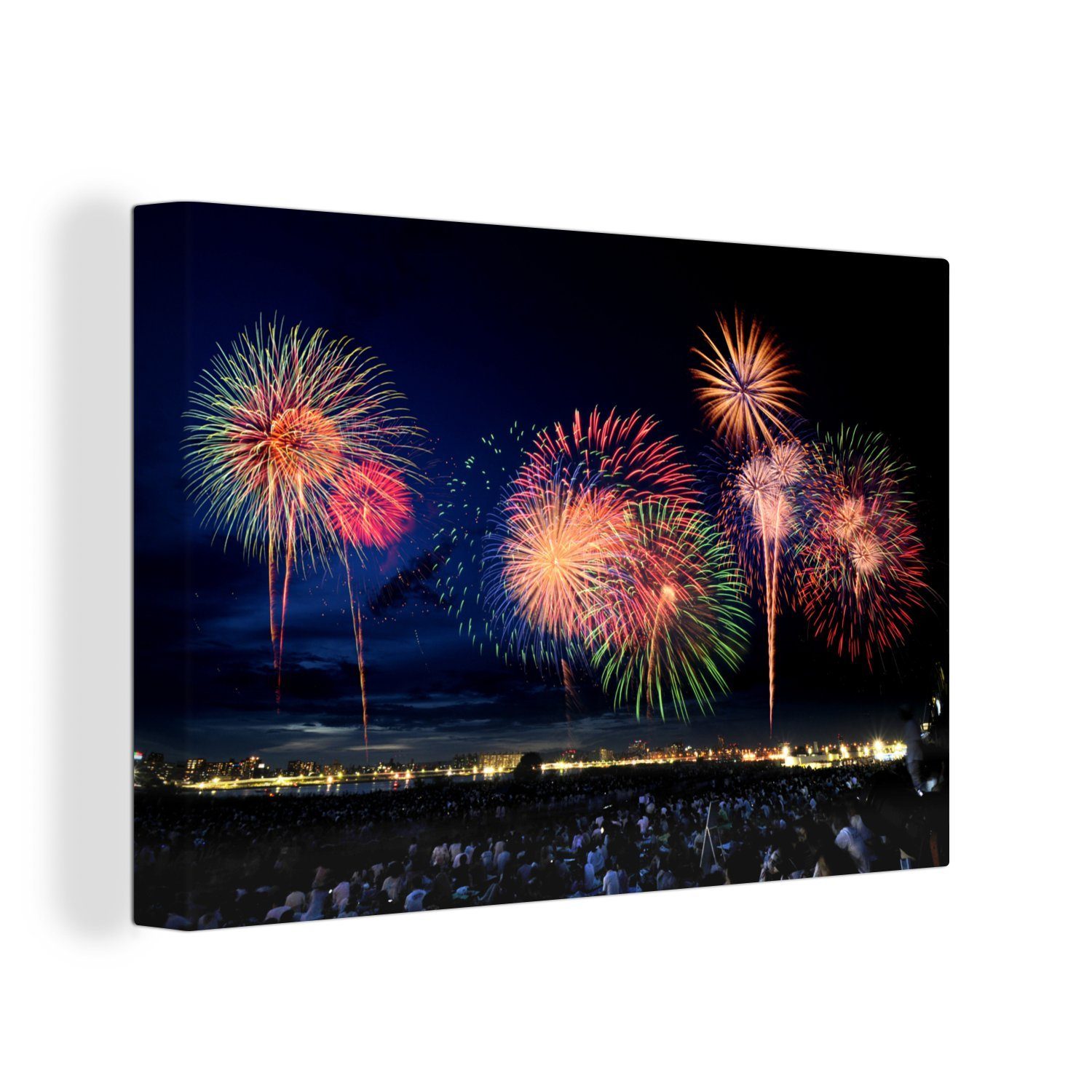 OneMillionCanvasses® Leinwandbild Feuerwerk zu Neujahr, St), cm 30x20 Wandbild Wanddeko, Aufhängefertig, Leinwandbilder, (1