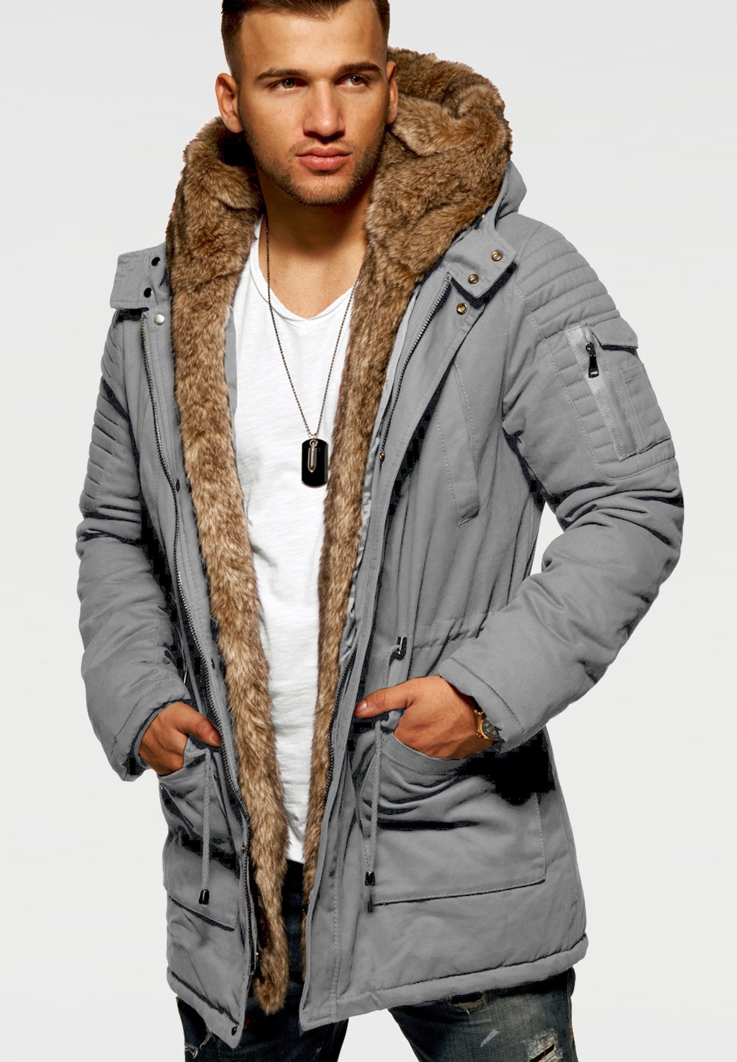 behype Parka BHPAU Herren Winterjacke Wintermantel günstig online kaufen