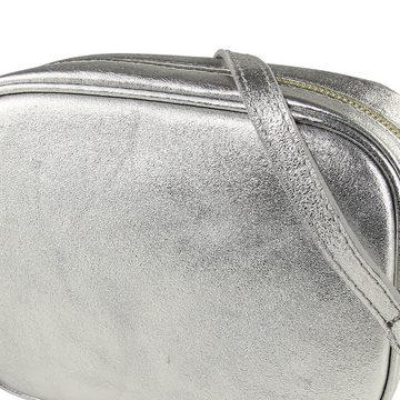 Toscanto Umhängetasche Toscanto Tasche silber metallic (Umhängetasche), Damen Umhängetasche Leder, silber metallic, Größe ca. 21cm
