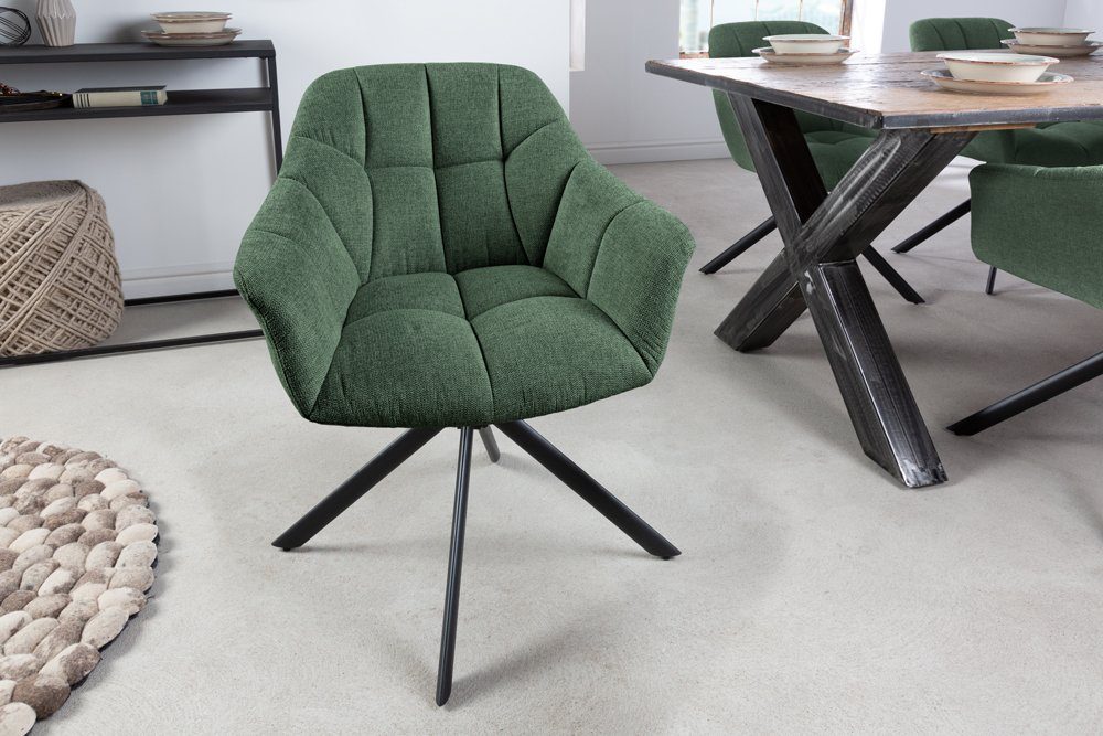 grün LebensWohnArt Strukturstoff LYON Metallgestell Drehstuhl Moderner Stuhl