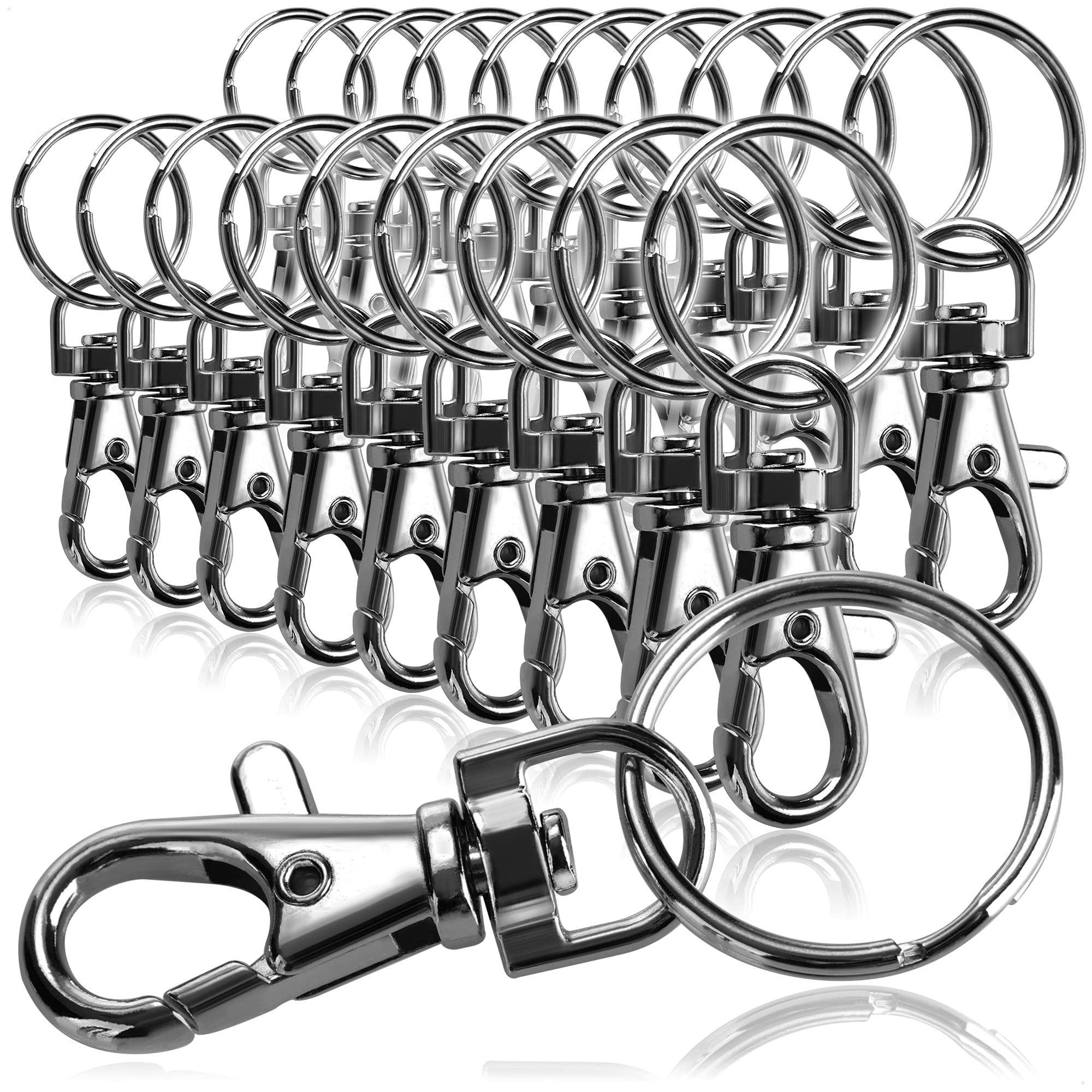 com-four Karabiner Karabinerhaken mit Schlüsselring, (20 St), Karabiner mit Drehgelenk für Schlüsselanhänger - 55 mm