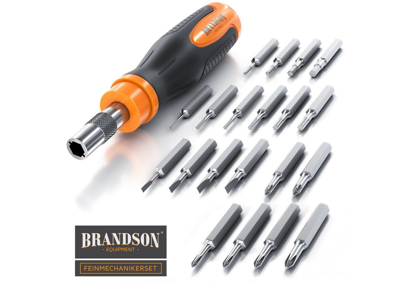 Thumbnail - Brandson Bit-Schraubendreher Set 21-teilig, Minibits 4 mm, Schlitz, Kreuzschlitz, Sechskant, Torx, Innensechskant, Schra...