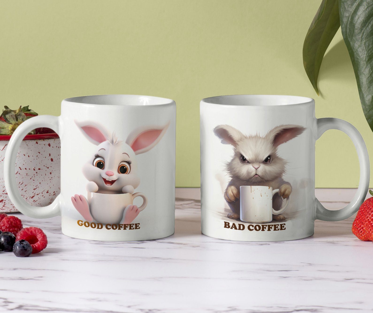WS-Trend Tasse Hase Bad or Good Coffee Kaffeetasse Teetasse, Keramik, Geschenkidee 330 ml