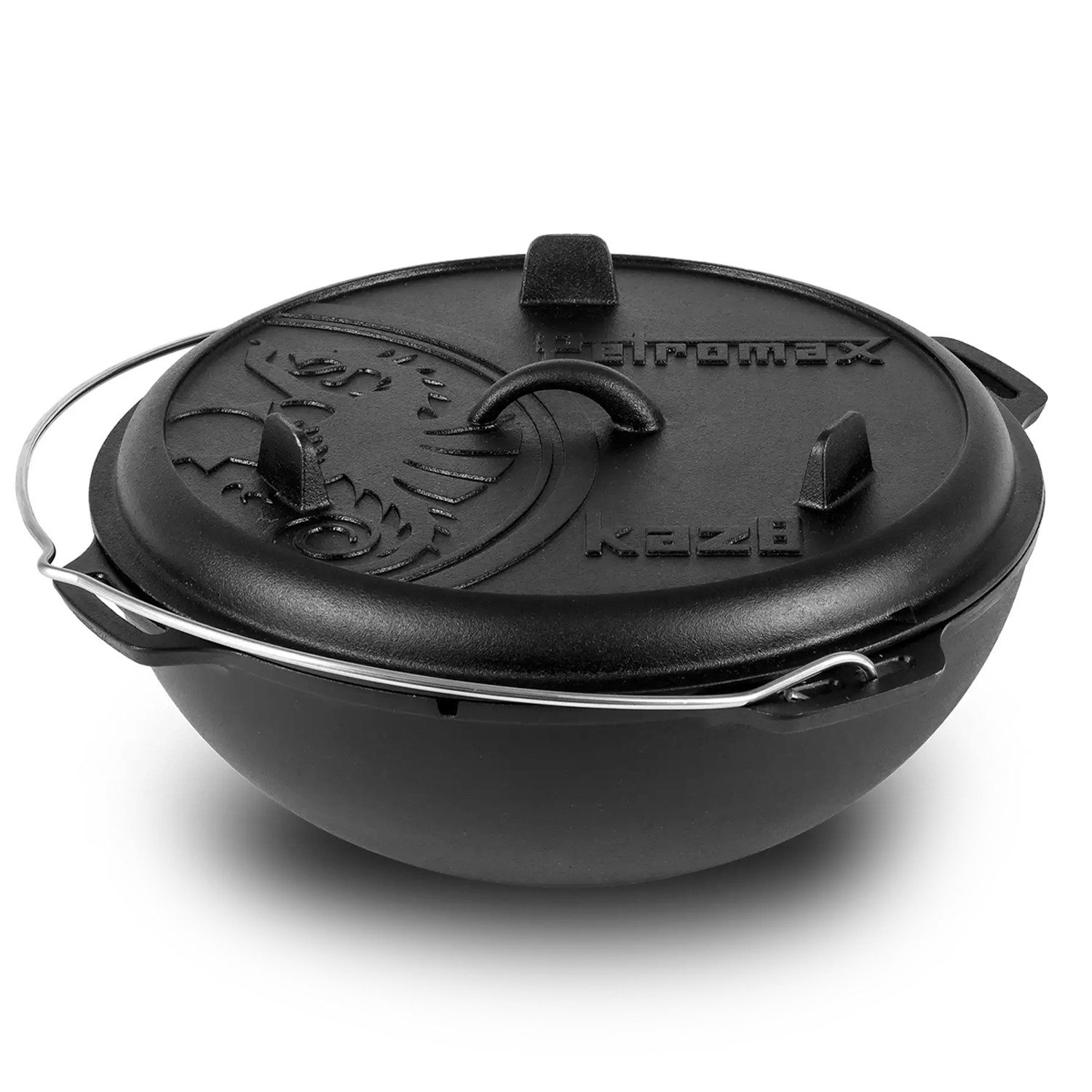 Petromax Feuertopf Kazan 8 Liter ohne Füße mit Feuerkit, Gusseisen (Set, 3-tlg), Induktion