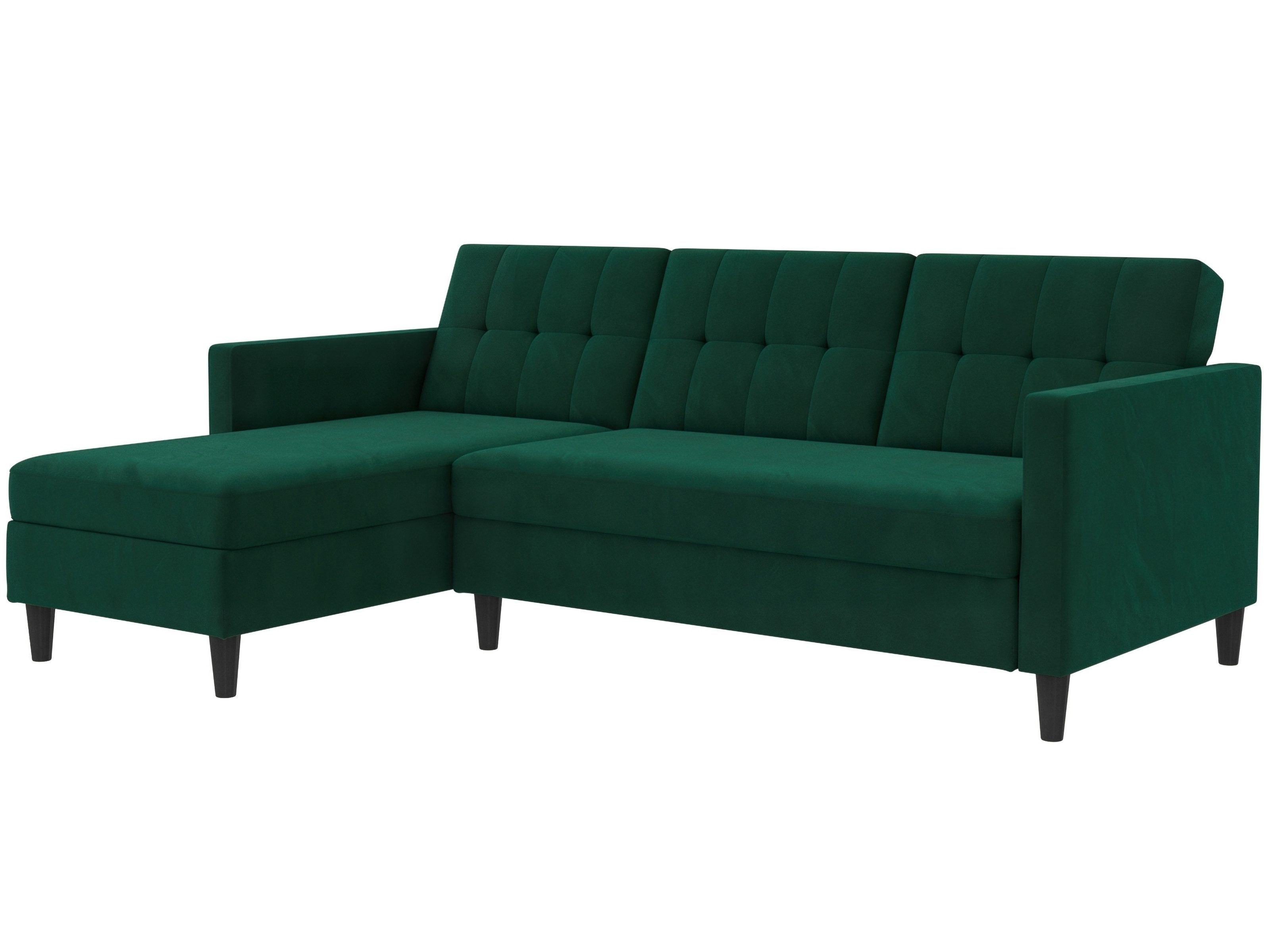 freiraum Schlafsofa Hannover, in Dunkelgrün, Samt - 213x82x153cm (BxHxT)