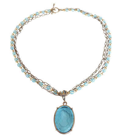 Mugello Gliederkette Rosaria Kette aqua Gemme romantisch chic, Handarbeit Designer EXTASIA