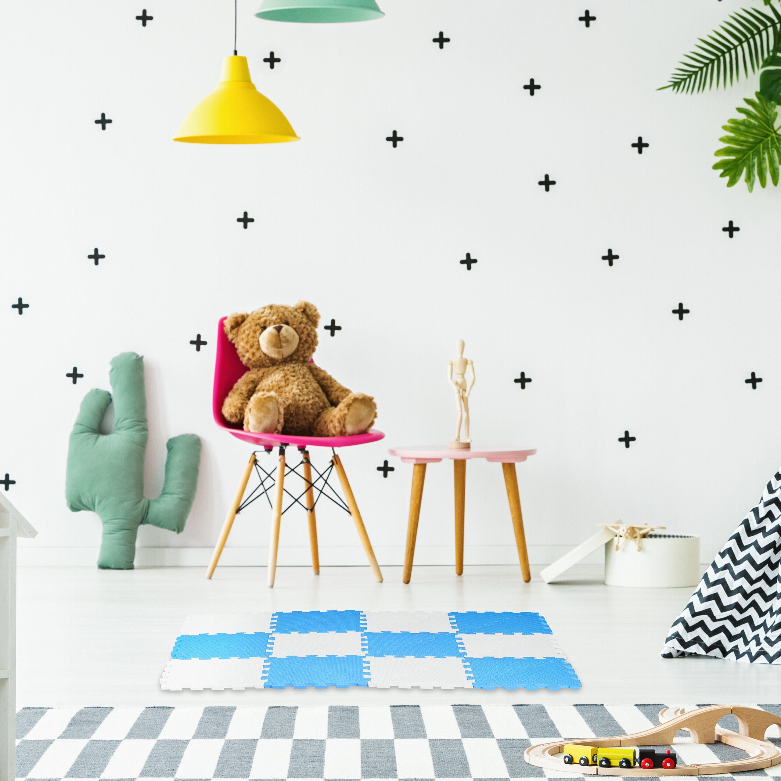 relaxdays Spielmatte Puzzlematte blau-weiß günstig online kaufen