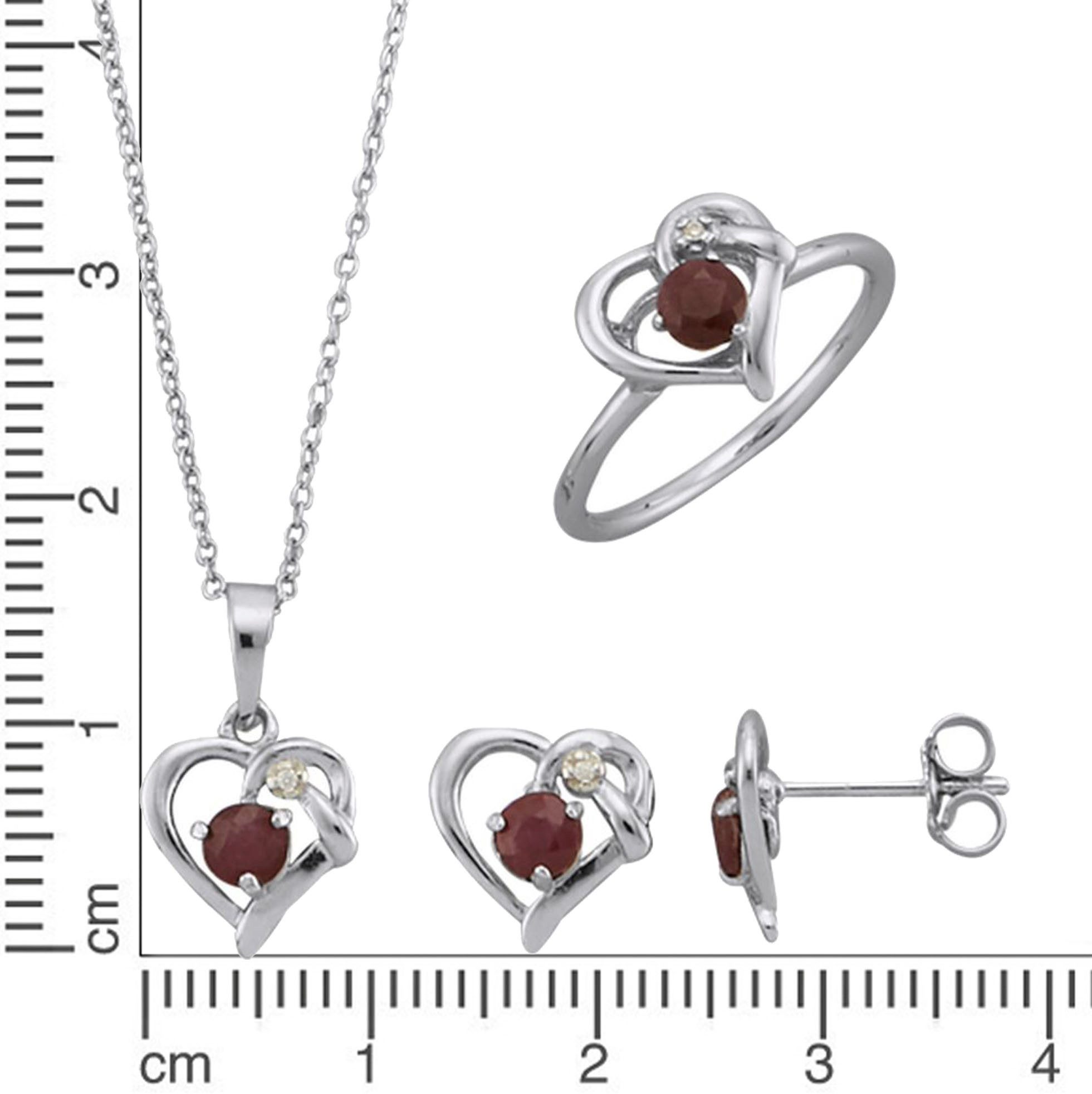 Firetti Schmuckset Multipack Schmuck Geschenk Silber 925 Halskette Ohrstecker Ring Herz (Set, 5-tlg), mit Rubinen und Zirkonia (synth)