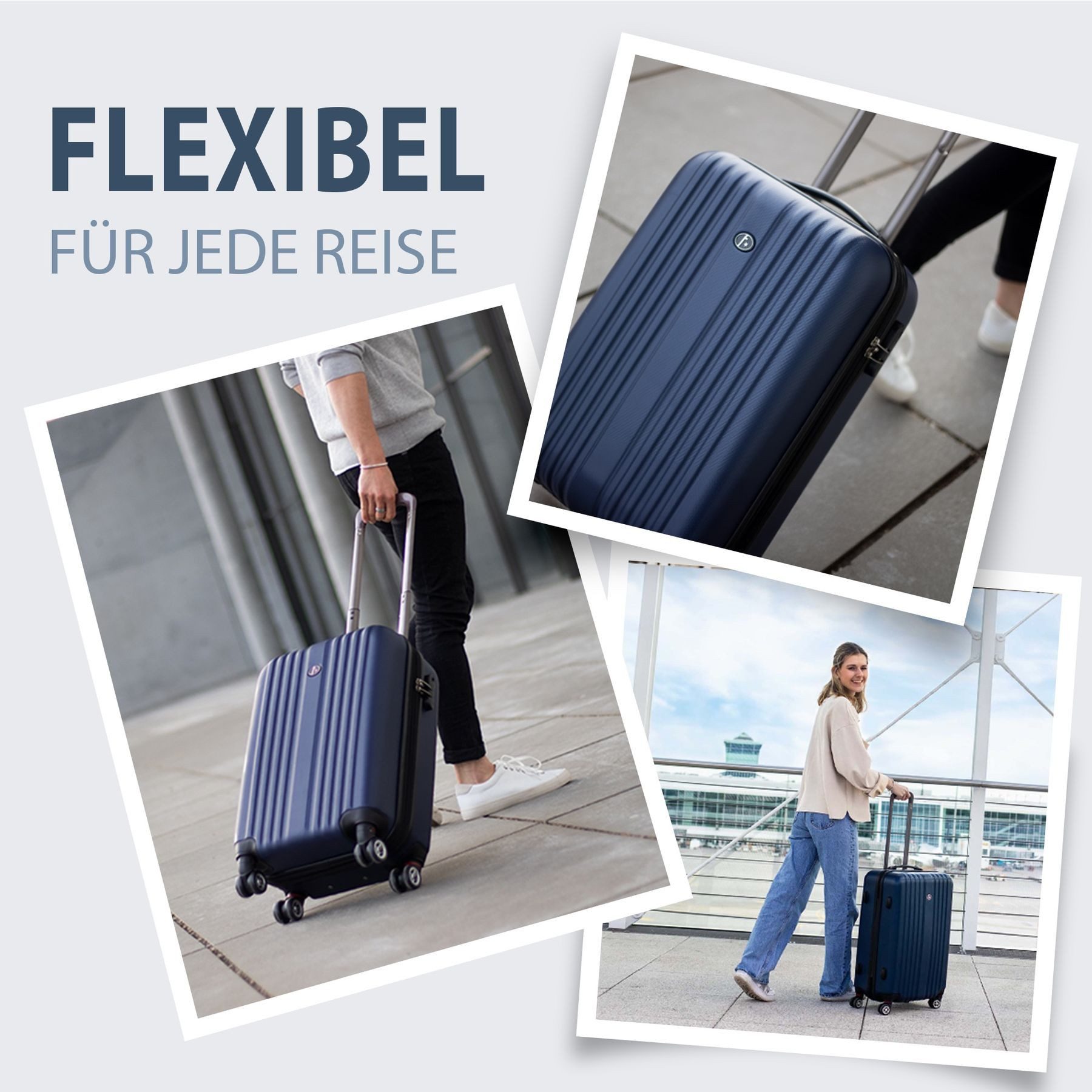 FERGÉ Kofferset Hartschale 3 teilig Koffer Set TOULOUSE, 4 Rollen, (3er Kofferset stabil und leicht mit Zahlenschloß, 3 tlg., Hartschalen-Trolley Set 3 Größen Handgepäck Koffer M XL), Trolley 3er Koffer Set, Reisekoffer 4 Rollen, Premium Rollkoffer