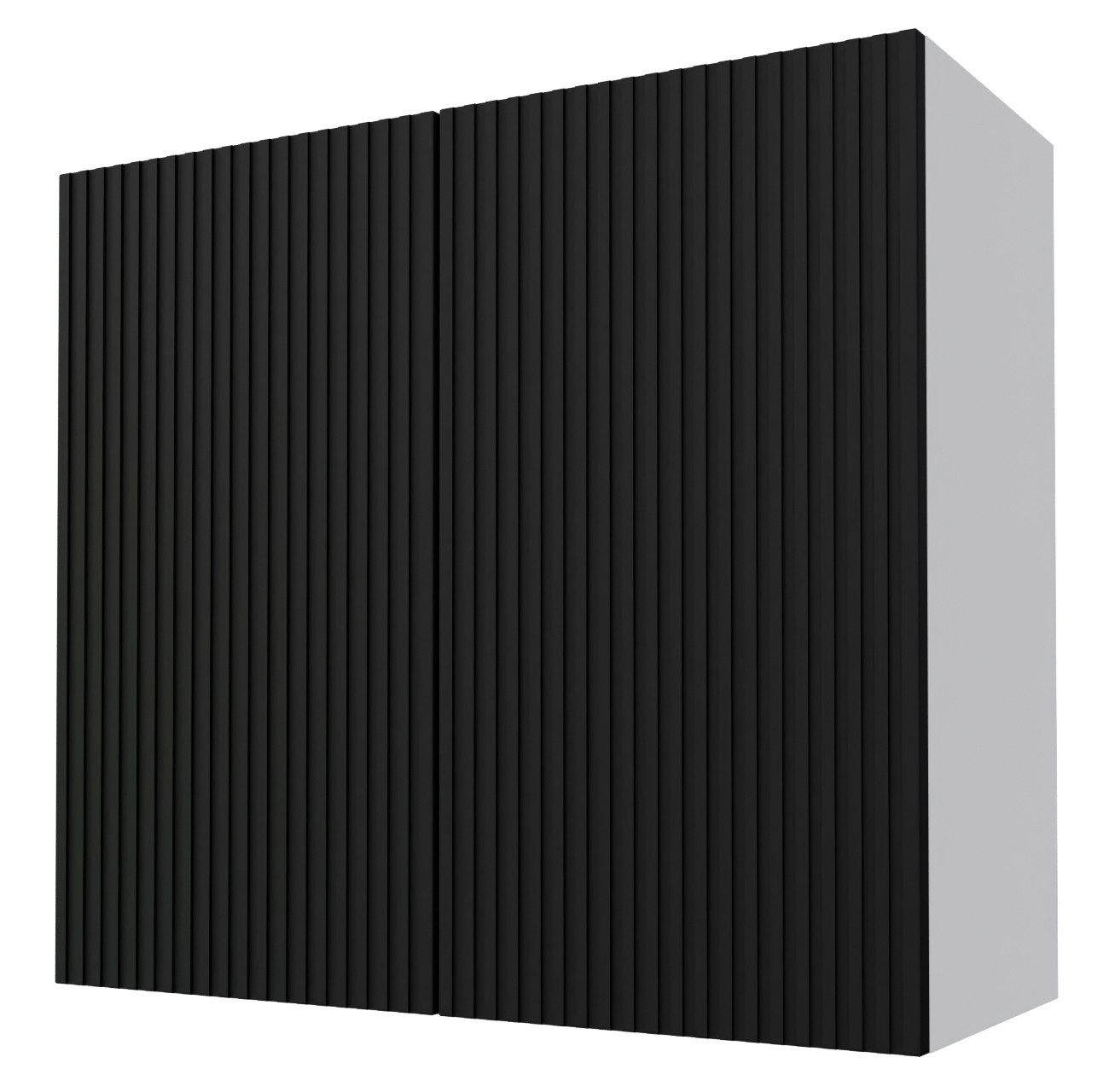 Feldmann-Wohnen Klapphängeschrank Avellino (W3/80, 2-türig, 2 Einlegeböden, mit Soft-Close-Funktion, 1-St., Fronten hochwertig lackiert, mit Einfräsungen in Lamellen-Optik) 80x32,5x72cm grau schwarz matt 2-türig