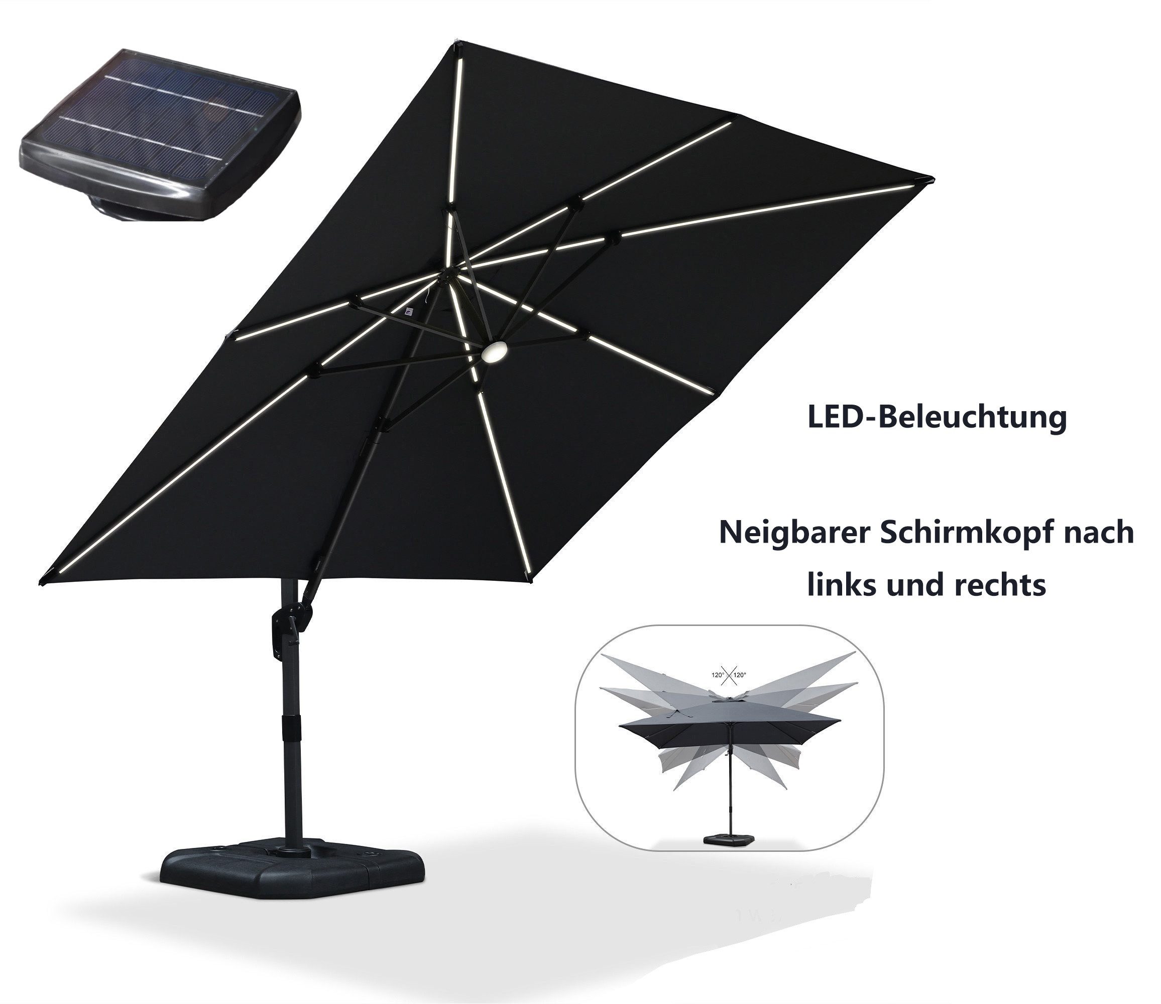 PURPLE LEAF Ampelschirm Quadrat Alu Balkonschirm, günstig online kaufen