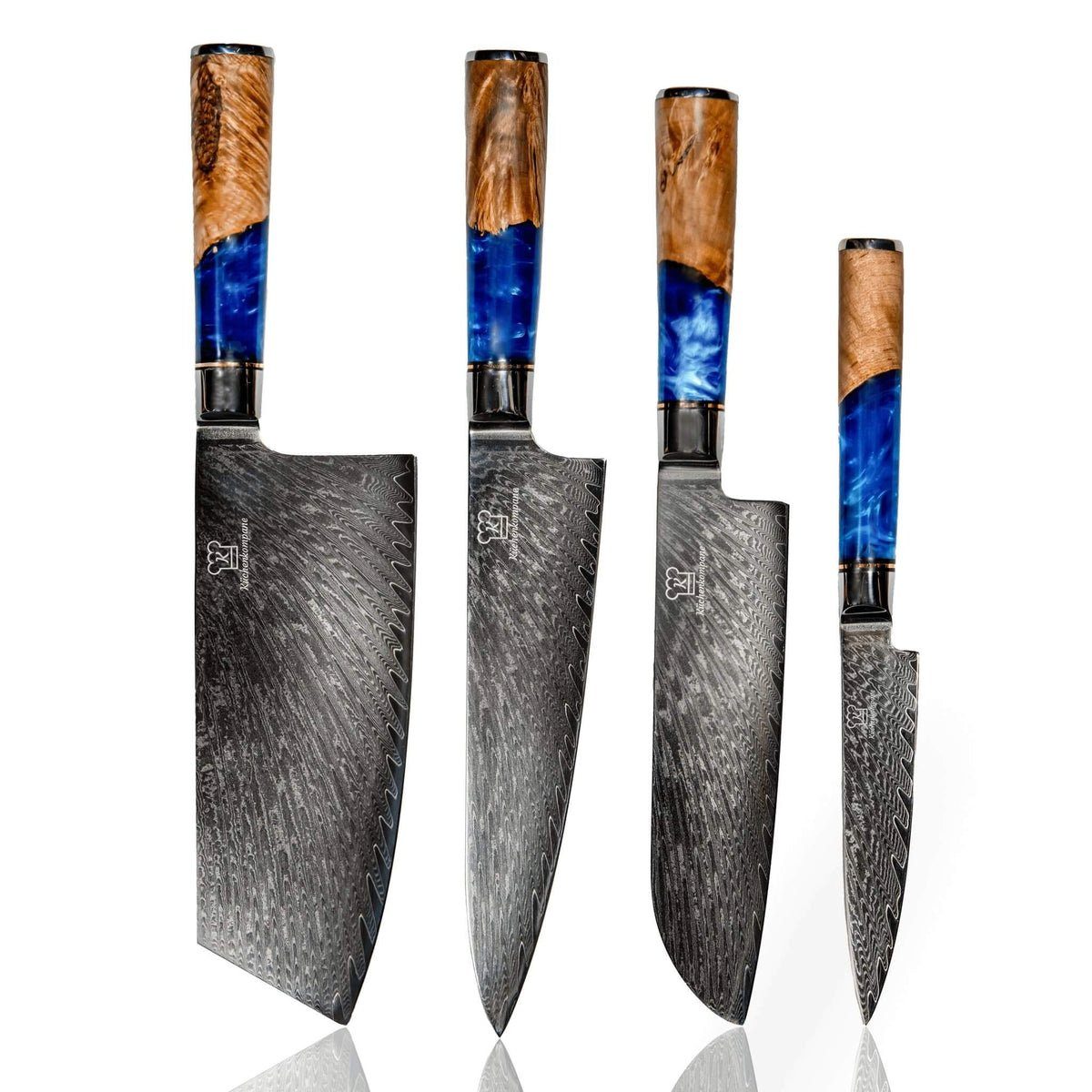Küchenkompane Ножи-Set Damaskus Ножиset 67 Lagen Damaststahl und japanischer VG10 Stahlkern (3-tlg)