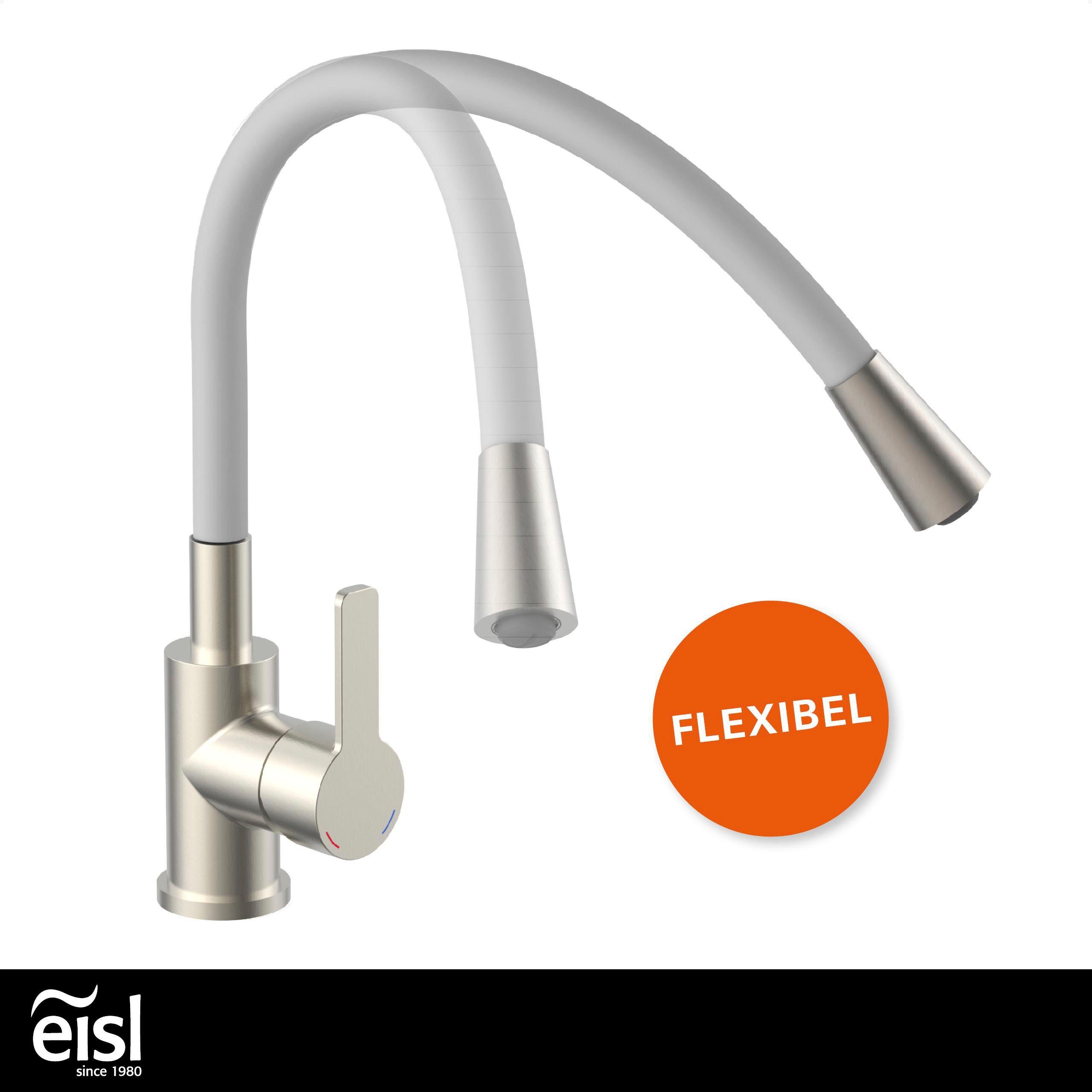 Flexo schwenkbar Eisl Eco-Click,360° wassersparender energiesparender hellgrau/edelstahl Spültischarmatur Cold-Start,