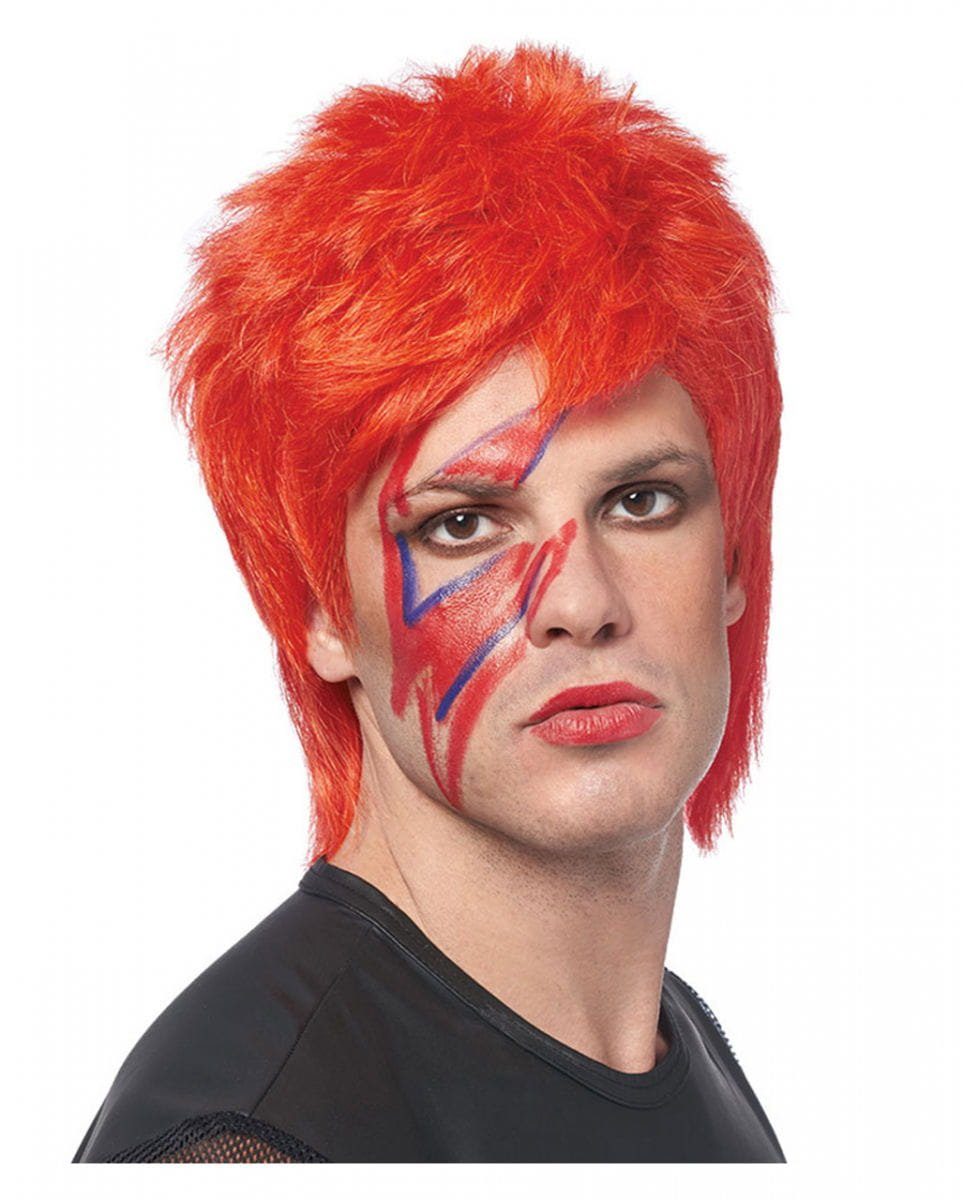 Kostüm-Perücke Herren Perücke 70er Jahre Look, neonorange