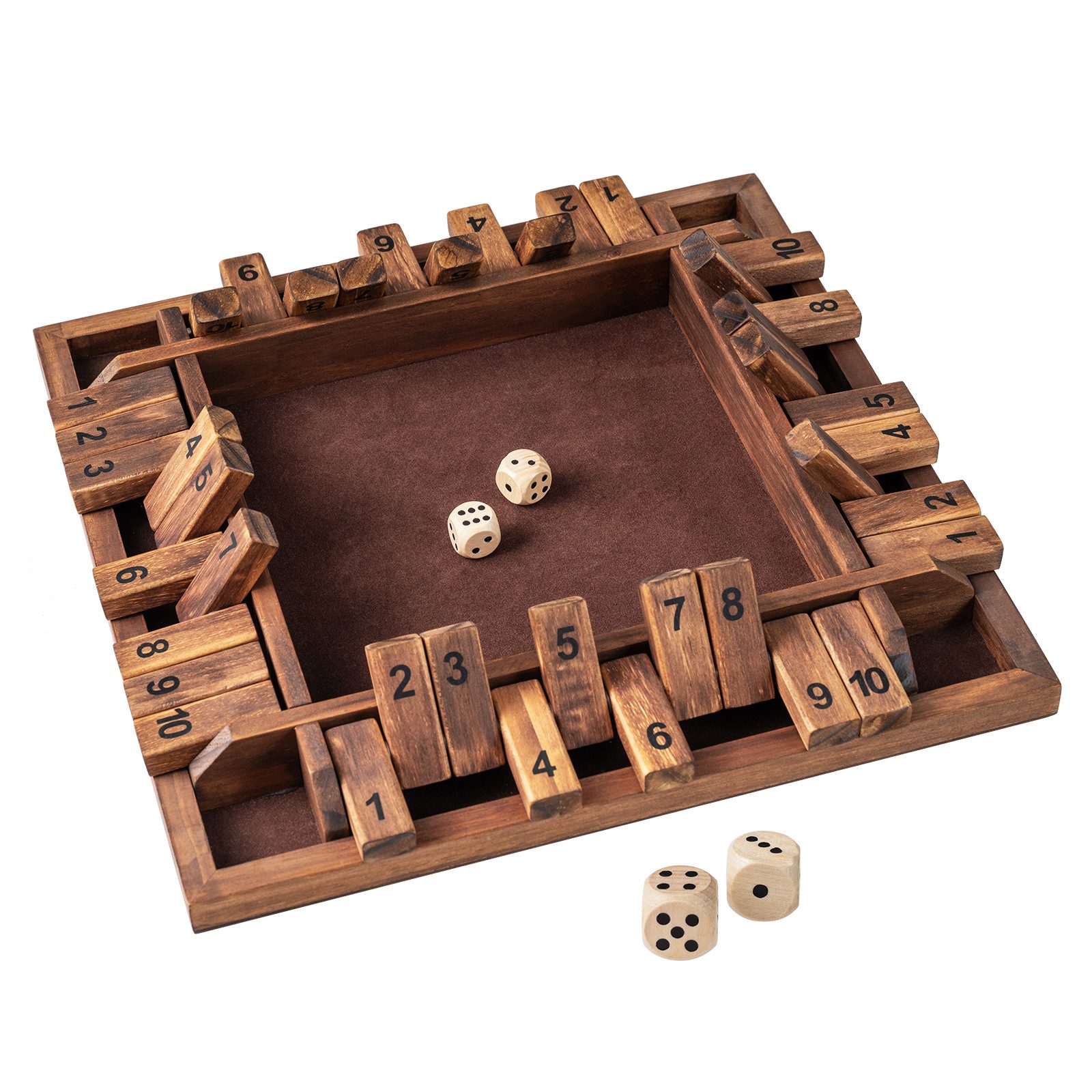 COSTWAY Spiel, Shut The Box Spiel, 2-4 Spieler Würfelspiel Holz, Brettspiel