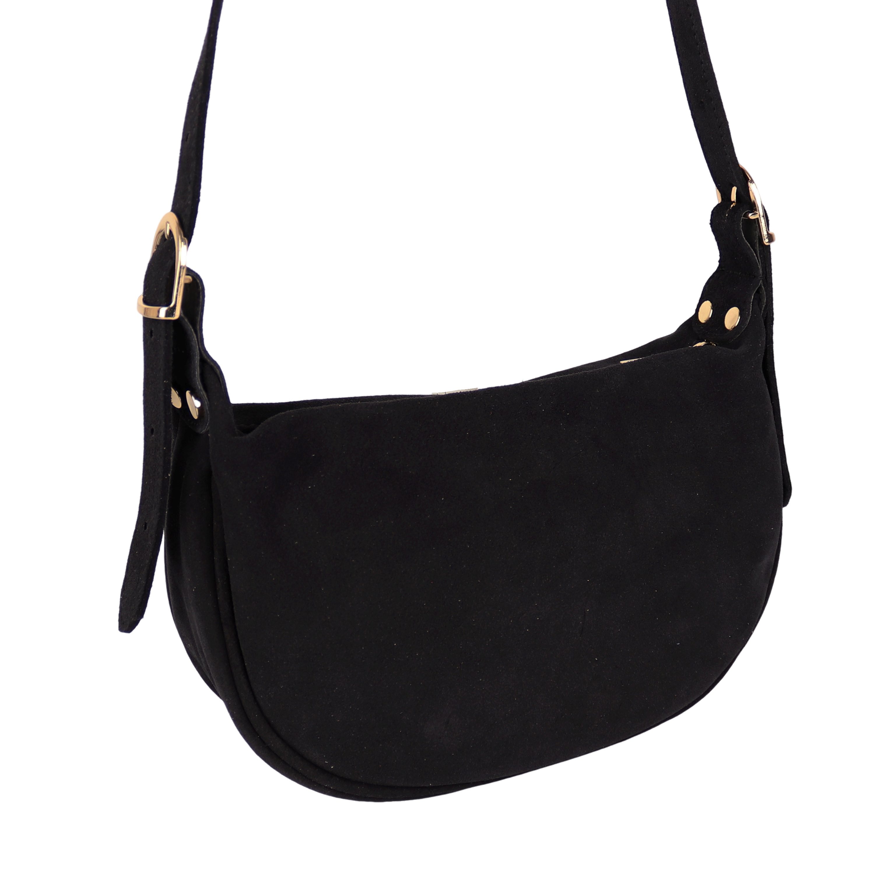 MIRROSI Umhängetasche Damen Crossbody Bag, Wildleder Echtleder Made In Italy, Mittelgroße Damen Tasche 26x16x10cm