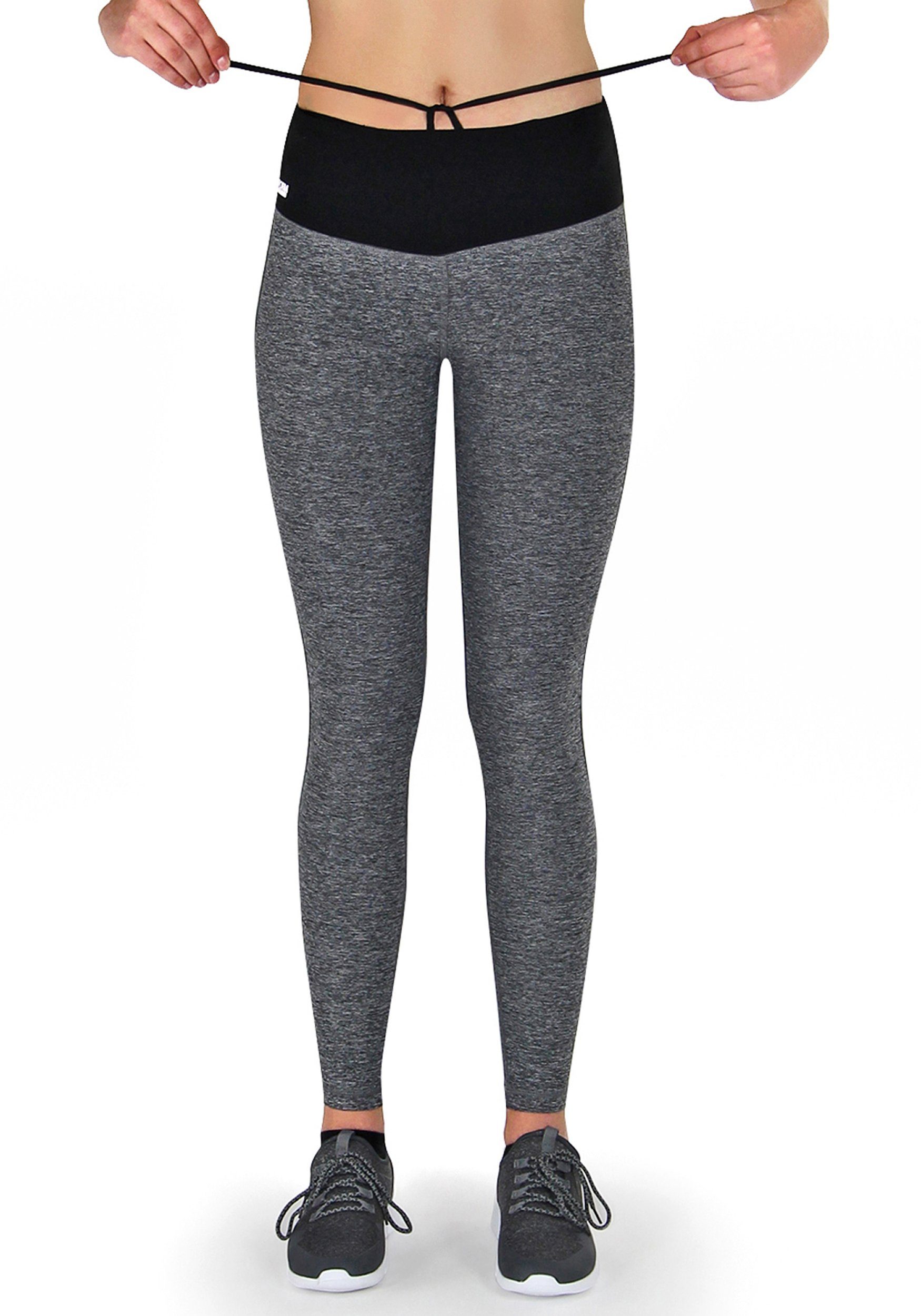 Highwaist Leggings Laufhose Damen lang mit Handytasche Hohem Bund Atmungsaktiv High Waist