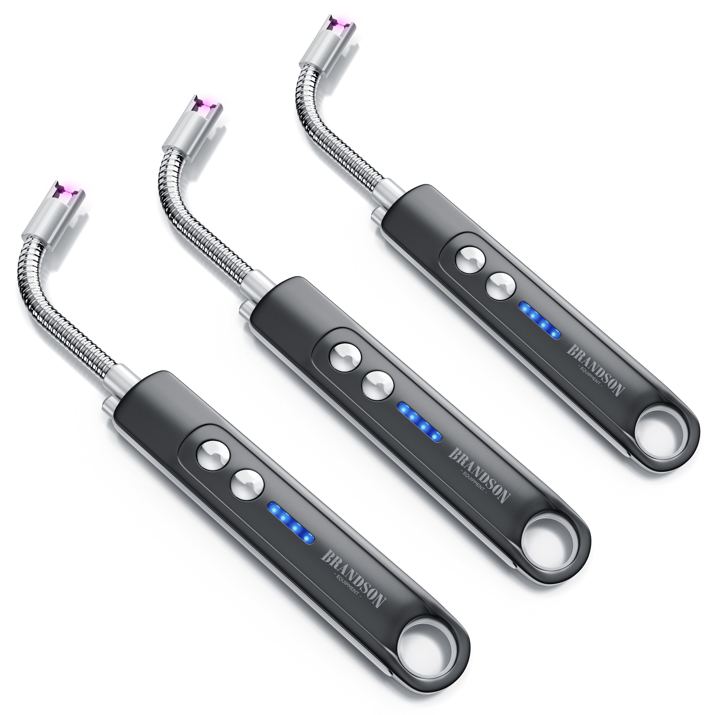 Brandson Feuerzeug elektrisch, Lichtbogen Stabfeuerzeug USB aufladbar (3-St), Kerzenanzünder für Küche, Kerzen, Gasherde, Grill, Kamin, flammenlos
