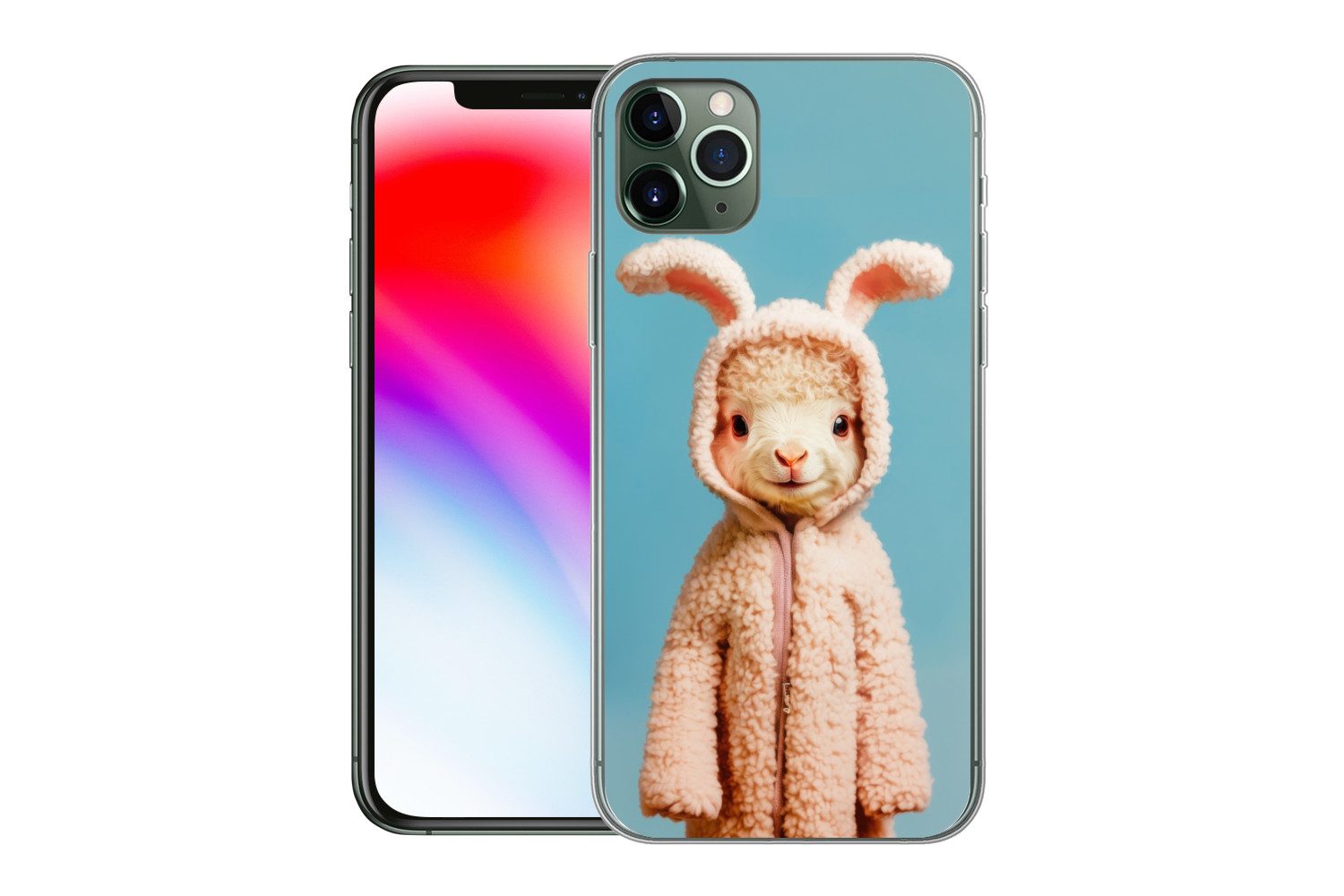 MuchoWow Handyhülle für Apple iPhone 11 Pro Max Lamm - Osterhase - Kostüm, Smartphone-Bumper, Print, Handy Schutzhülle Dünn