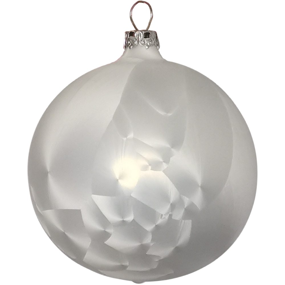 Thüringer Glasdesign (6 weiss Weihnachtsbaumkugel mundgeblasen Eislack St), Weihnachtskugel-Set