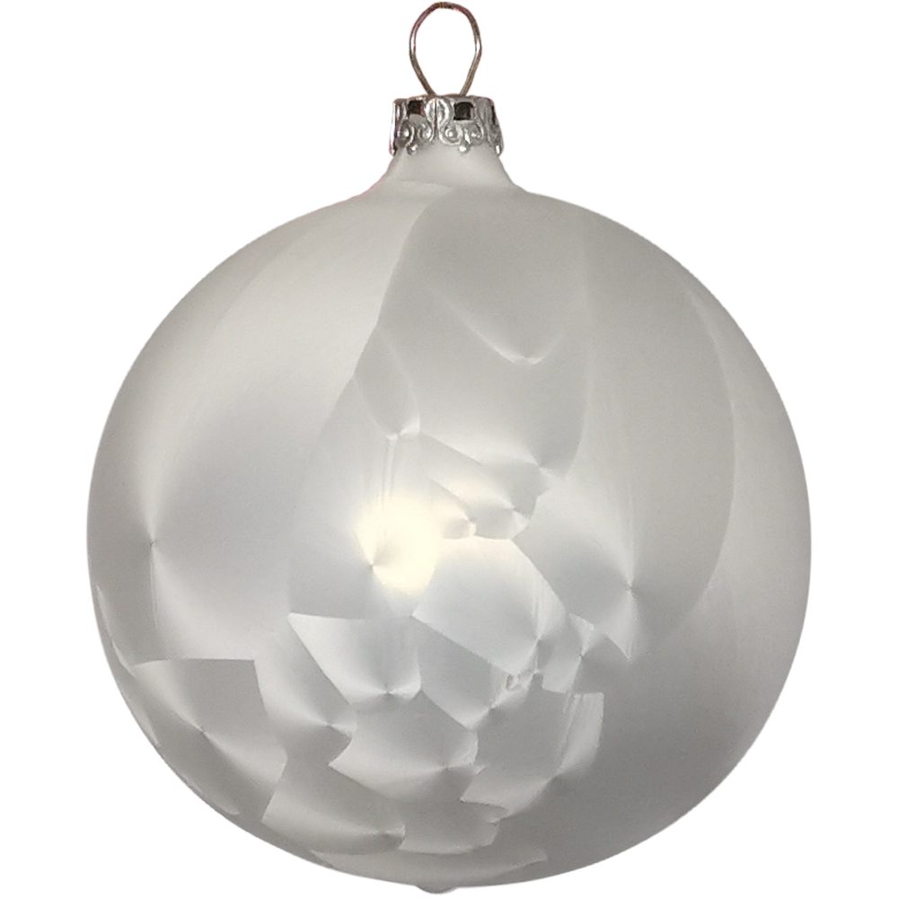 Thüringer Glasdesign Weihnachtsbaumkugel Weihnachtskugel-Set Eislack weiss (6 St), mundgeblasen