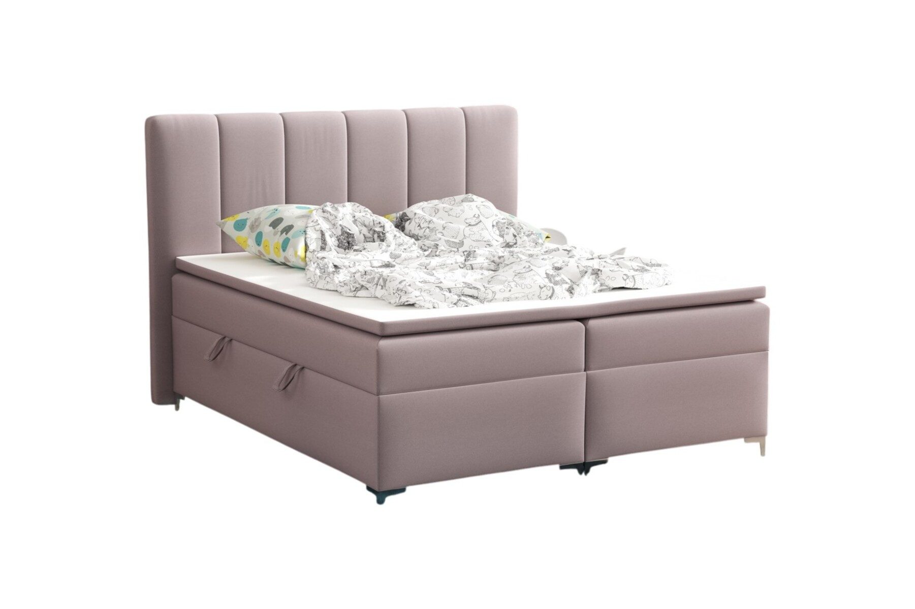 Fun Möbel Boxbett Bett Schlafzimmerbett ANGEL inkl. LED-Beleuchtung (Bettkasten Beleuchtet, inkl. Fernbedienung für die LED-Beleuchtung), Inkl. Topper und Bettkasten