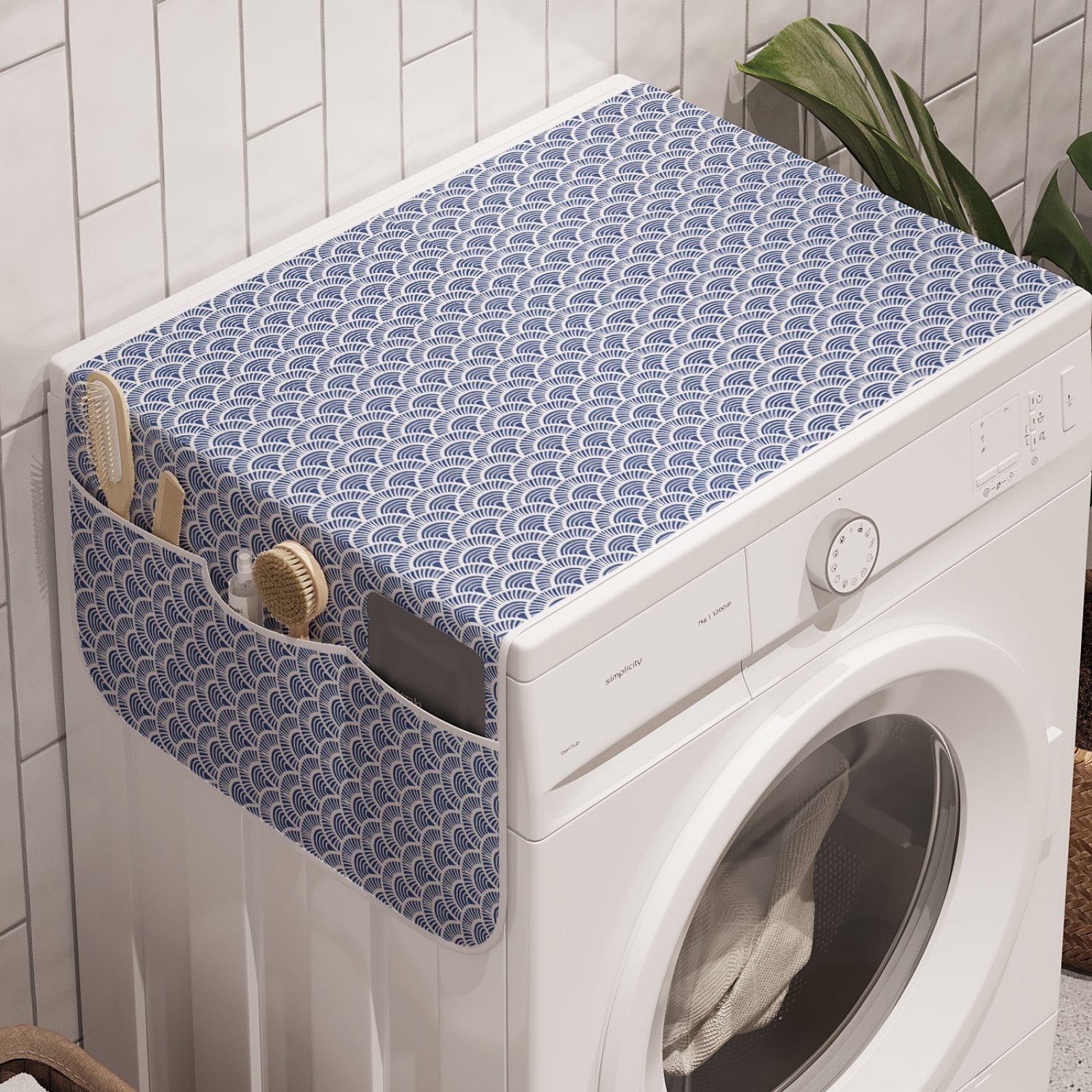 Art für Waschmaschine Boho Scales Deco japanisch und Trockner, Badorganizer Anti-Rutsch-Stoffabdeckung Abakuhaus
