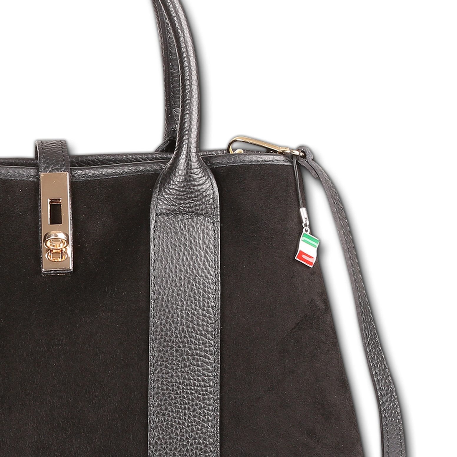 FLORENCE Schultertasche Florence Damen Leder Schultertasche (Schultertasche), Damen Schultertasche Leder, schwarz ca. 36cm x ca. 23cm hoch