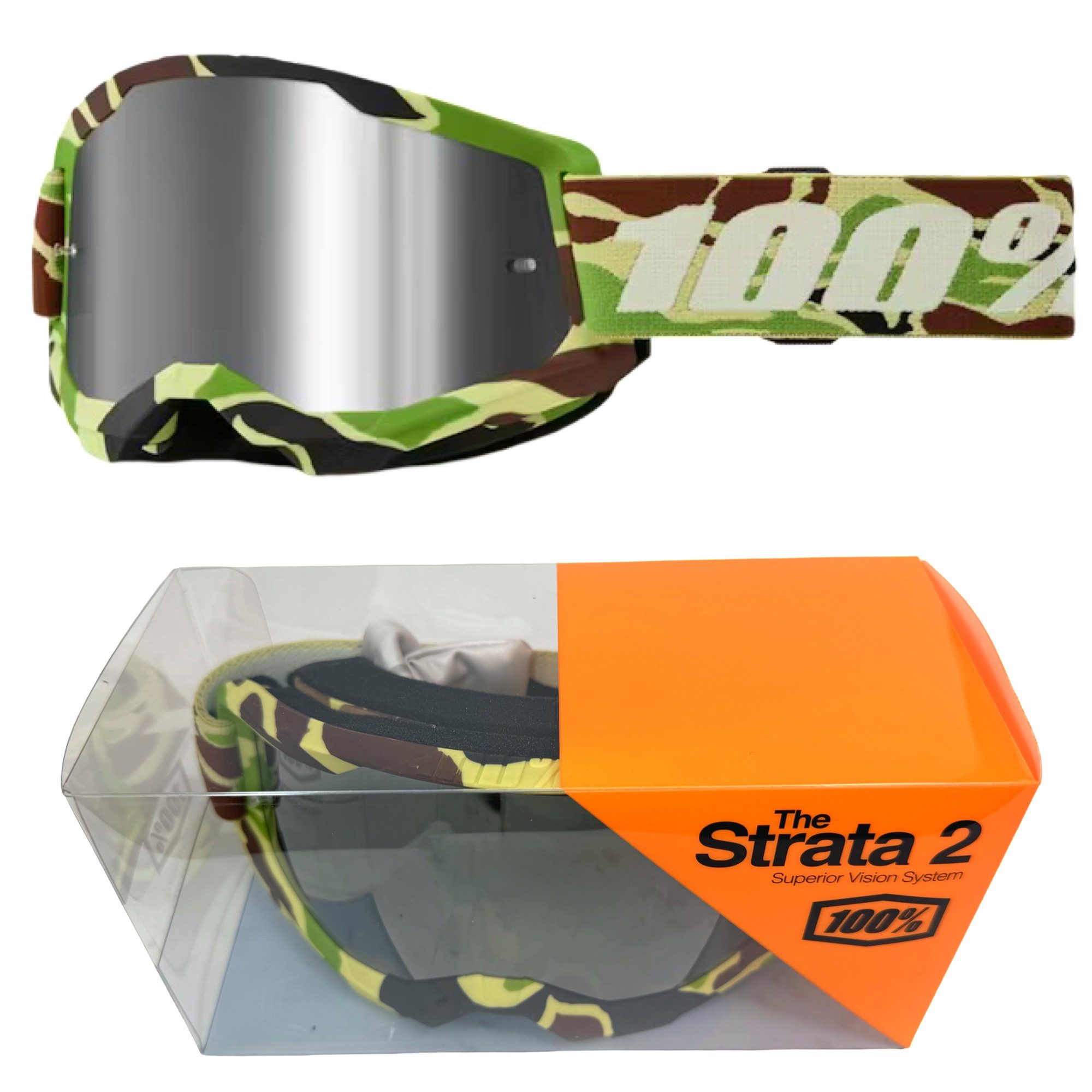 100% Motorradbrille 100% Strata V2 goggle Motocross Brille Camo Verspiegelt