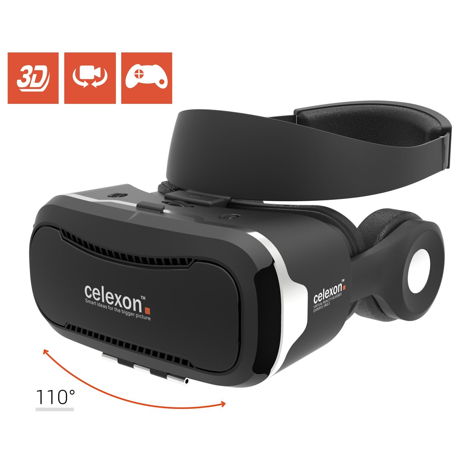 Celexon Expert - 3D Virtual Reality Brille VRG Plus Virtual-Reality-Headset (Passiv, Pupillen- / Sehstärkeneinstellung, für Smartphones von 3,5” bis 5,7)
