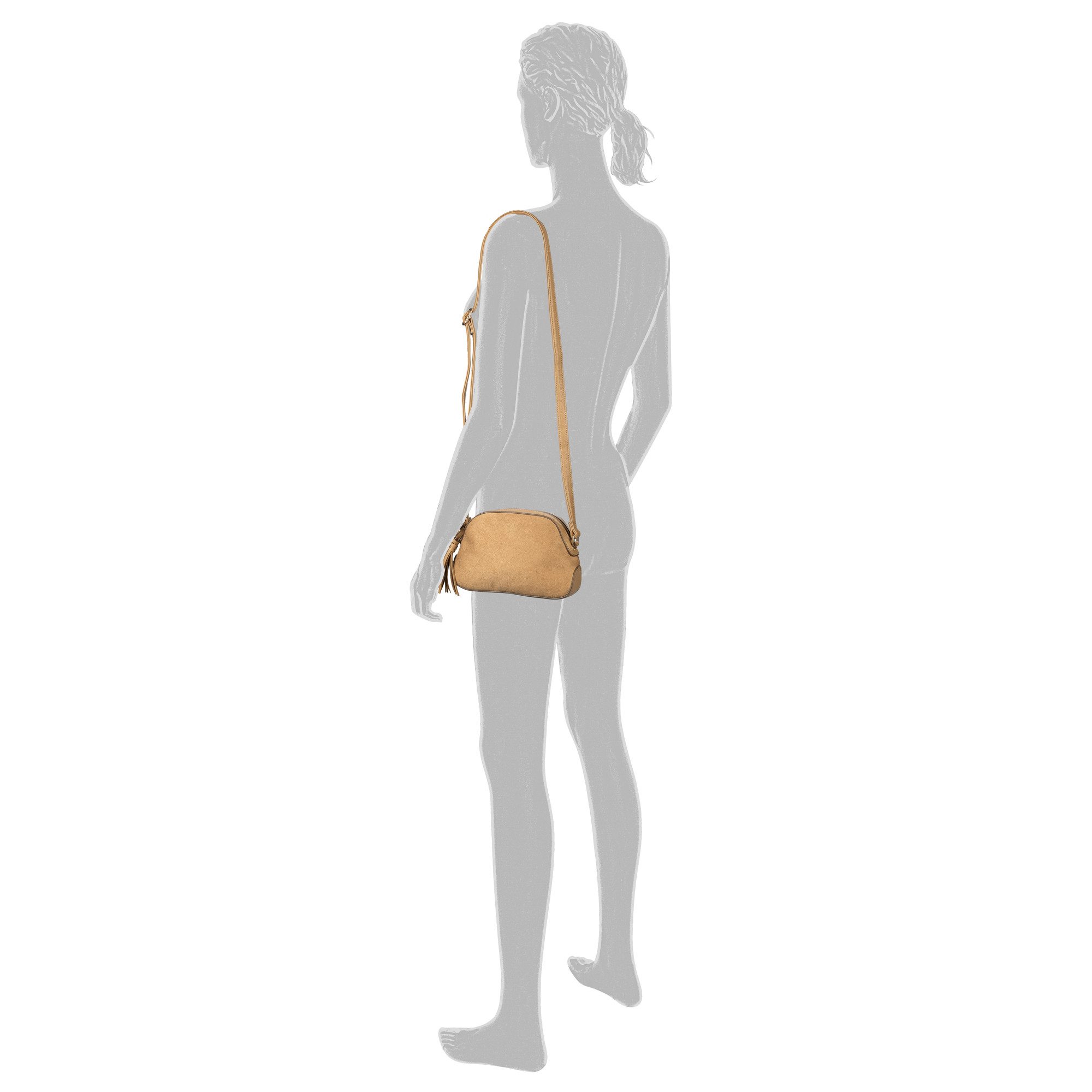 Gabor Handtasche Anthea, Kombi aus Velourimitat und Lederimitat sowie Nieten besetzte Anhänger