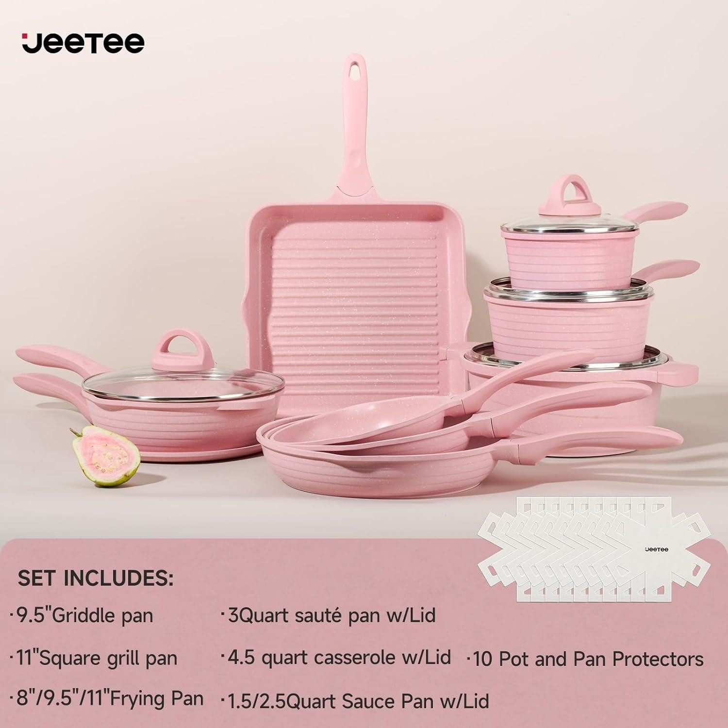 LuxusKollektion Pfannen-Set Antihaft-Granit Pfannenset 23-tlg. Topfset Induktion Pink