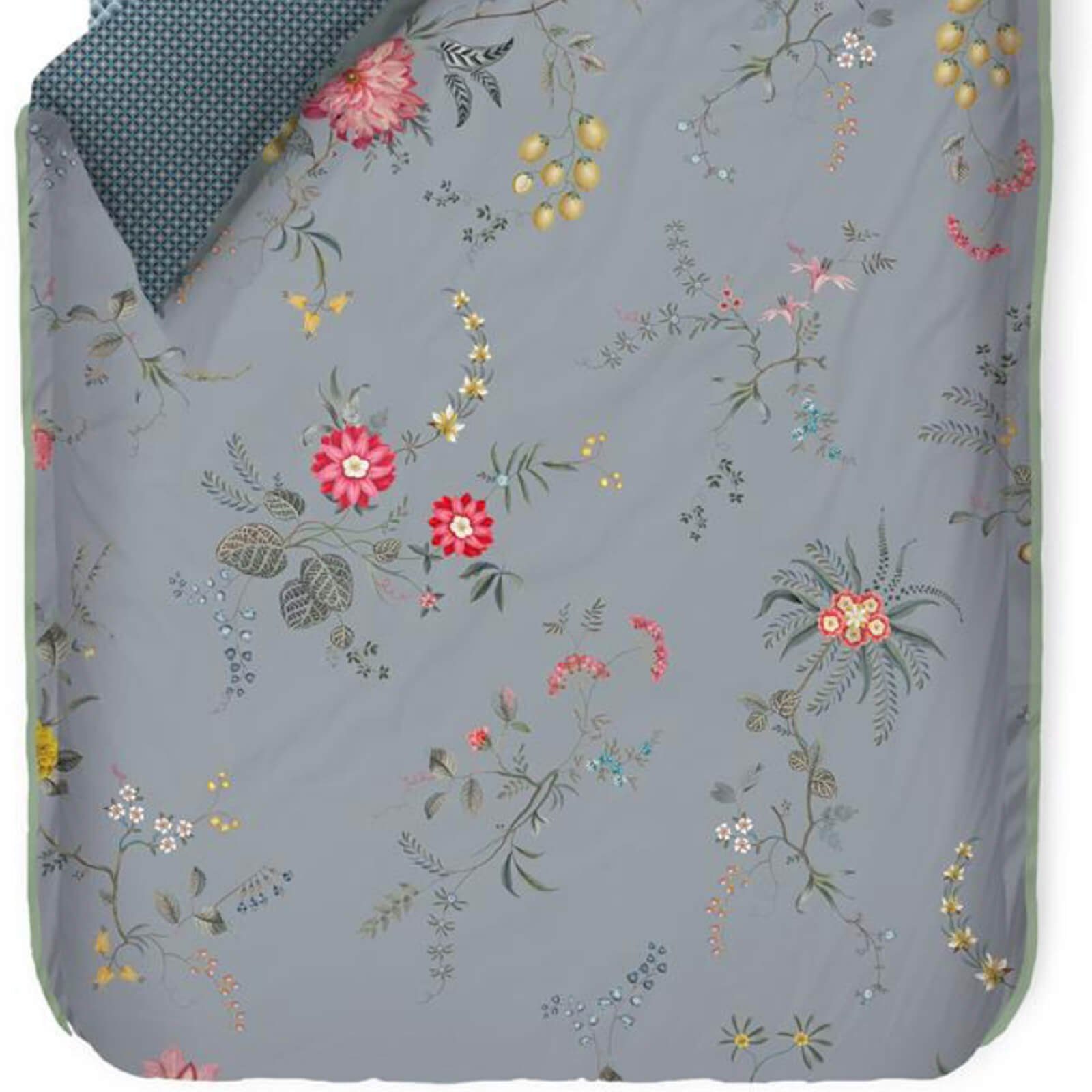 PiP Studio Bettwäsche Fleur Grandeur Blau, Perkal, 2 teilig, Dahlien, Zweige, Muster