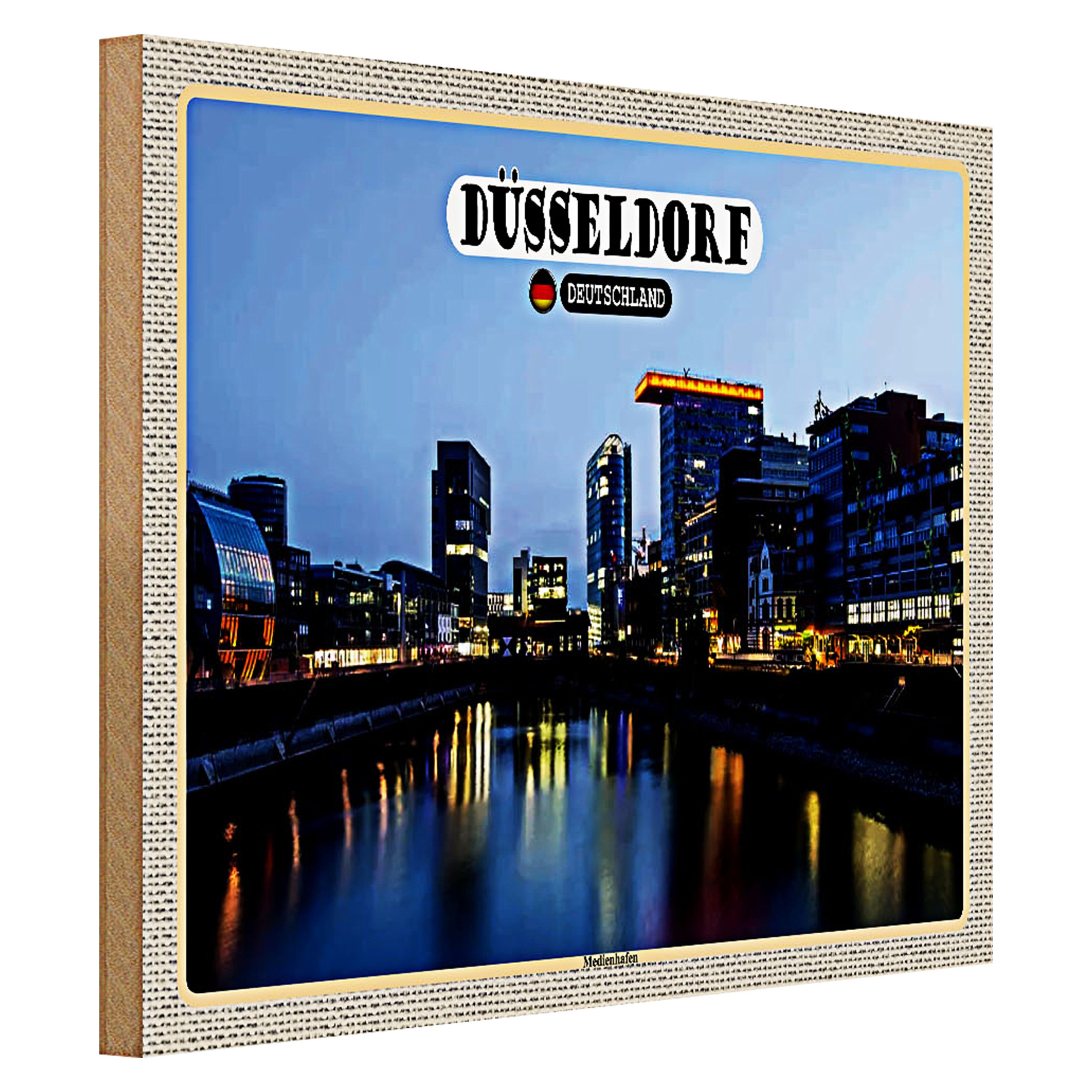 Roomando Holzbild Städte Düsseldorf Medienhafen Baukunst 40x30cm