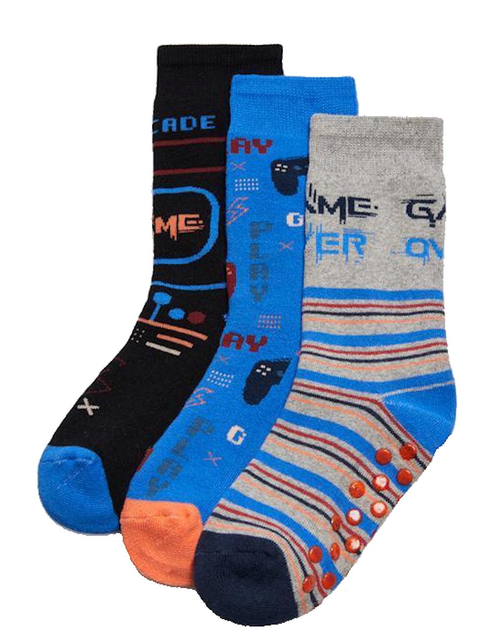 ABS-Socken Ysabel Mora 3er Pack Jungen Thermosocken Stoppersocken Strümpfe Game