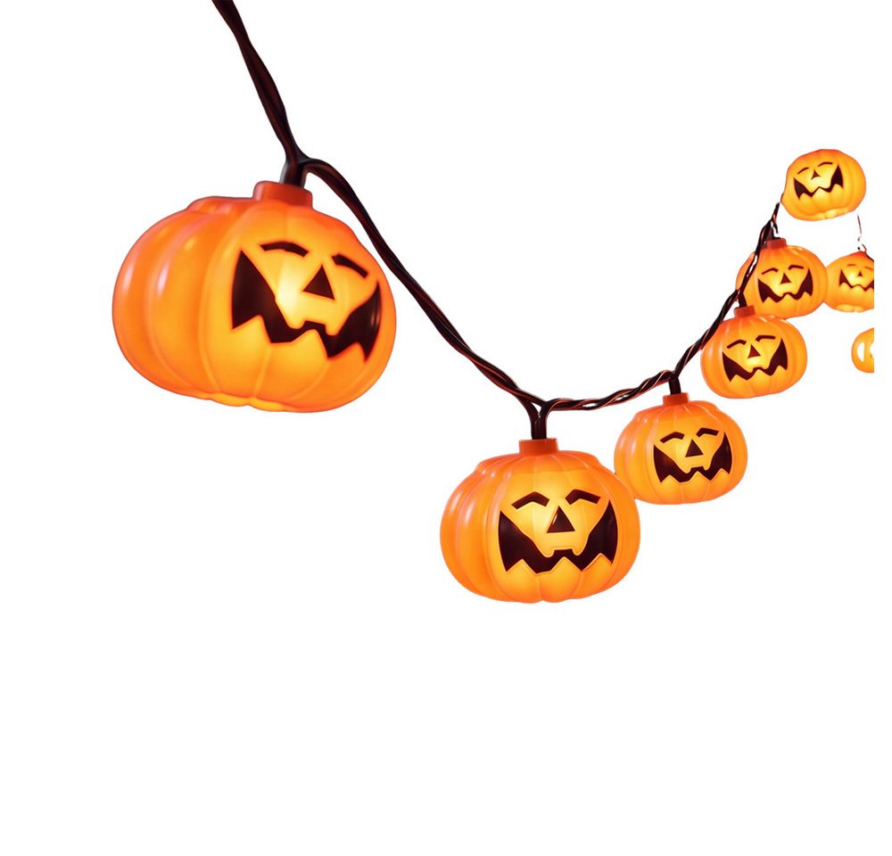 nsihing LED-Lichterkette Halloween-Kürbis-Lichterkette (batteriebetrieben), 3 m / 20 LEDs, niedliche wasserfeste 3D-Kürbisse, Dauerlicht/Flackern