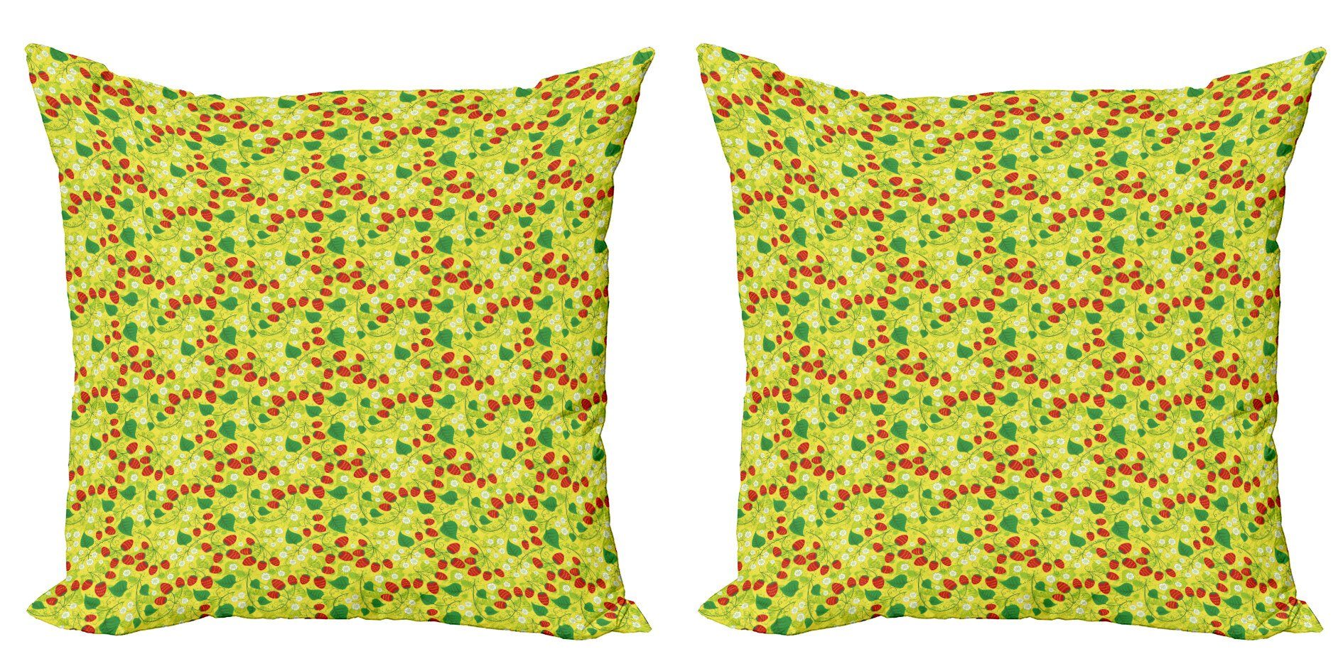 Digitaldruck, Modern Früchten Doppelseitiger Accent (2 Erdbeere Abakuhaus Frühlings-Blumen Kissenbezüge Stück), mit
