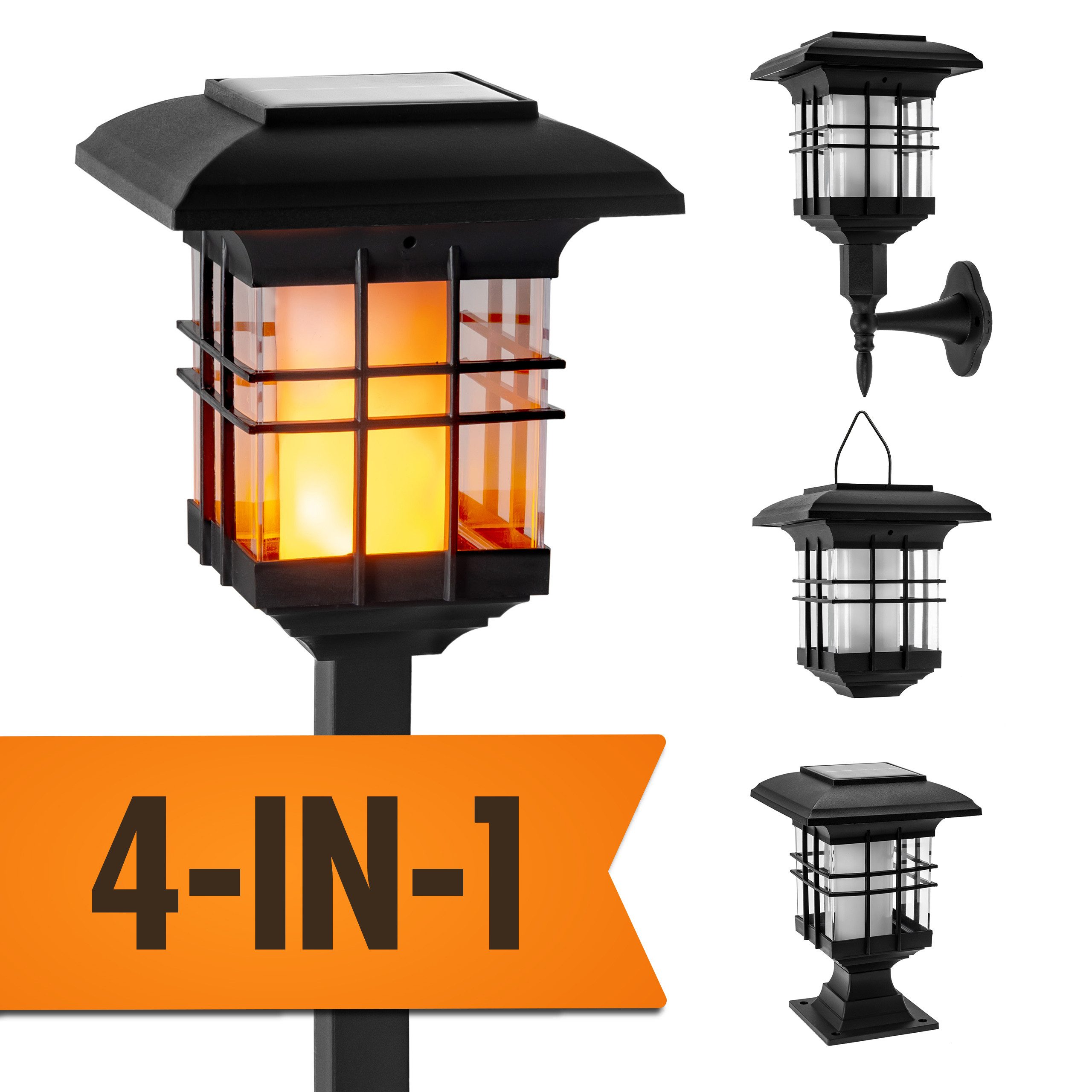 IC Gardenworld LED Laterne 4 in 1 Solar Gartenlaterne mit LED-Licht im Flam günstig online kaufen