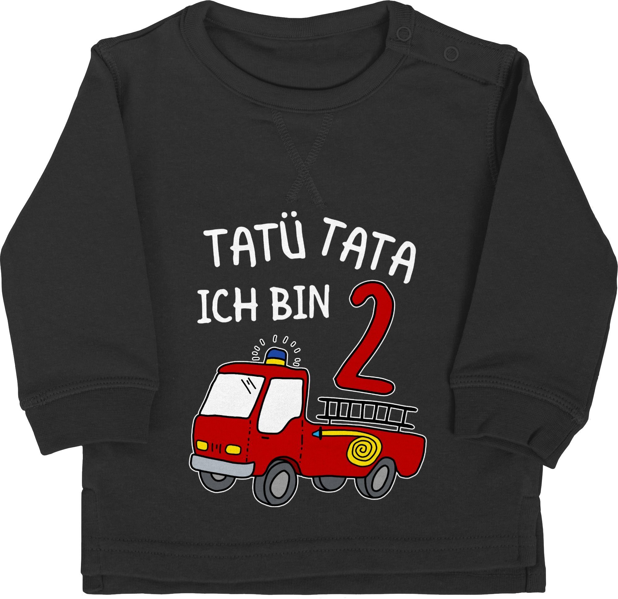 Shirtracer Sweatshirt Tatü Tata Ich bin zwei Feuerwehrauto 2. Geburtstag 2 Schwarz