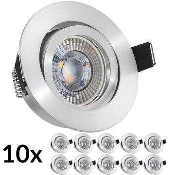 LEDANDO LED Einbaustrahler 10er RGB LED Einbaustrahler Set extra flach in aluminium matt mit 3W L