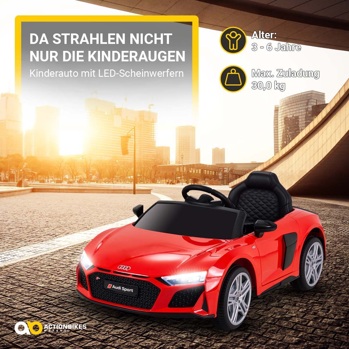 Actionbikes Motors Elektro-Kinderauto Audi R8 4S Spyder Kinder Elektroauto Lizenziert 3-6 Jahre, Kinderauto, Elektroauto für Kinder, Kinder Elektro Auto