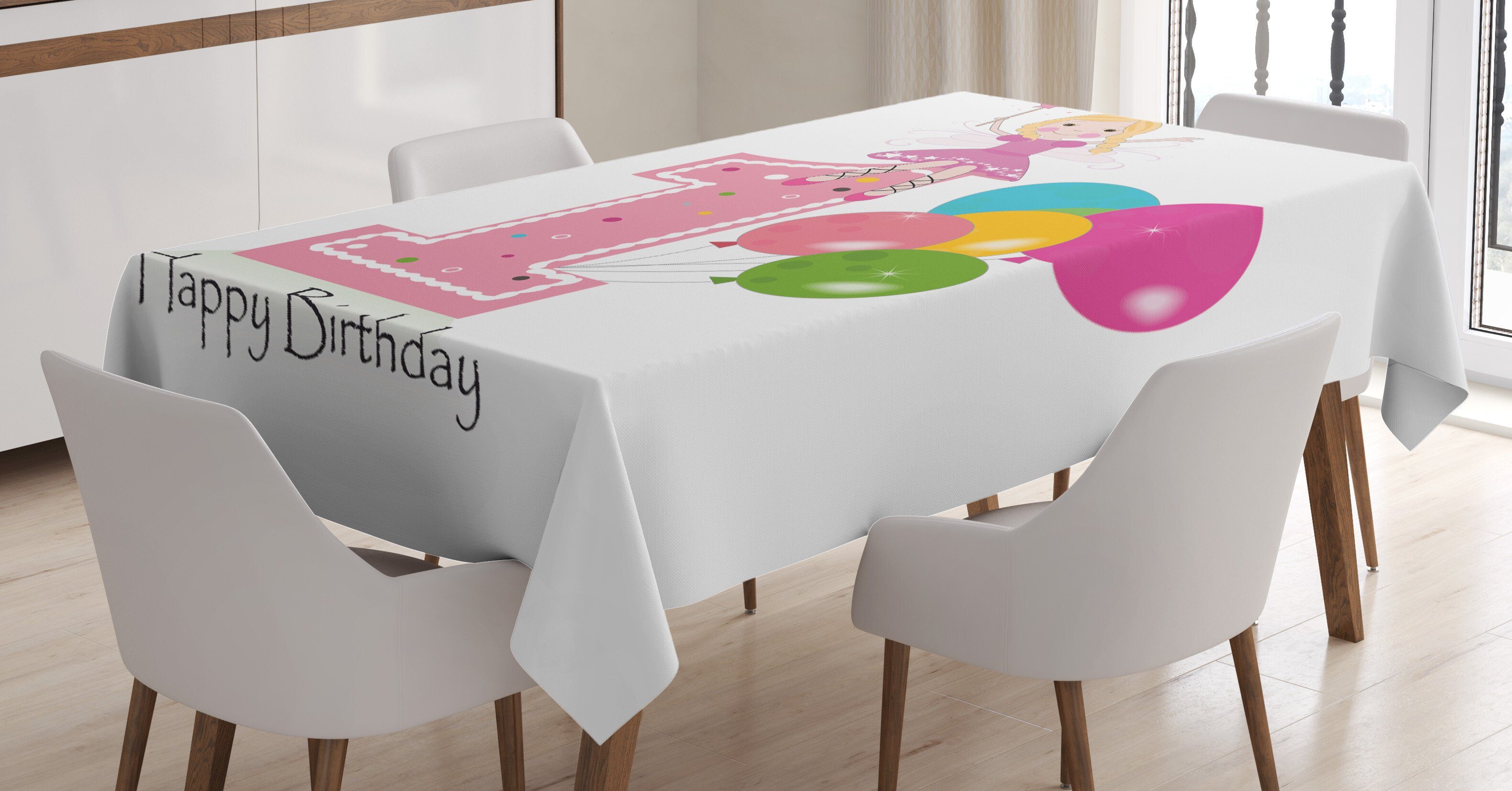 Abakuhaus Tischdecke Farbfest Waschbar Für den Außen Bereich geeignet Klare Farben, Geburtstag Beste Wünsche Rosa Wand