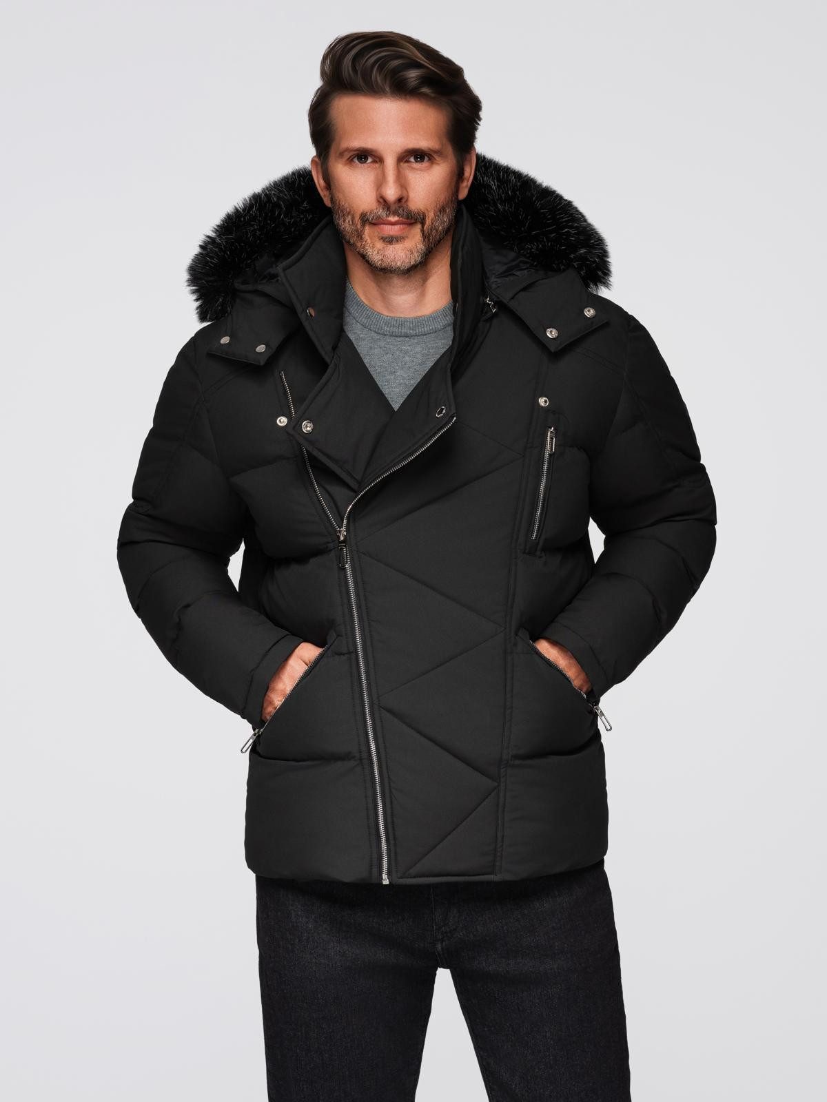 Winterjacke Gesteppte Herrenjacke im Bikerstil mit Kapuze